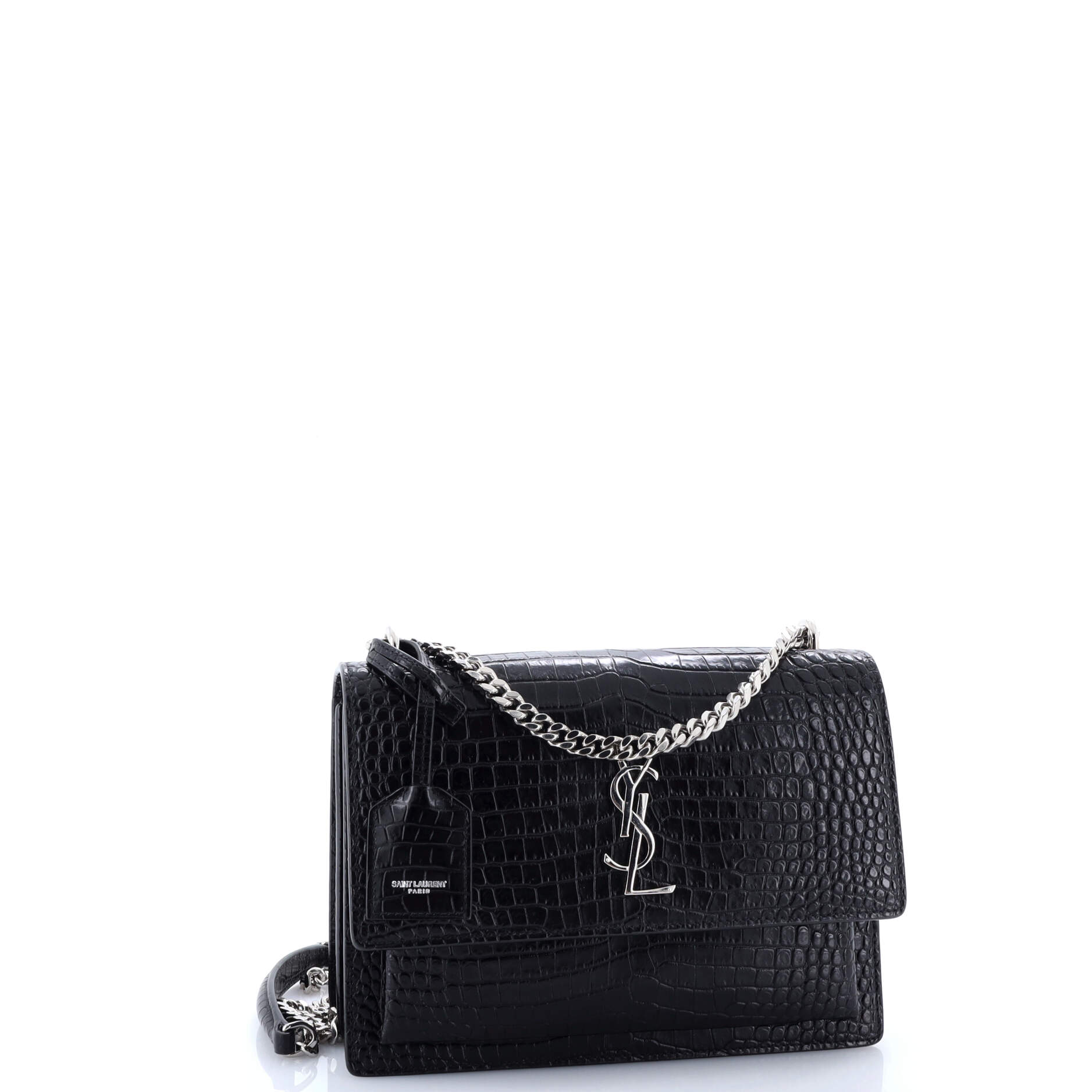 Sunset Crossbody Bag Crocodile Embossed Leather Medium