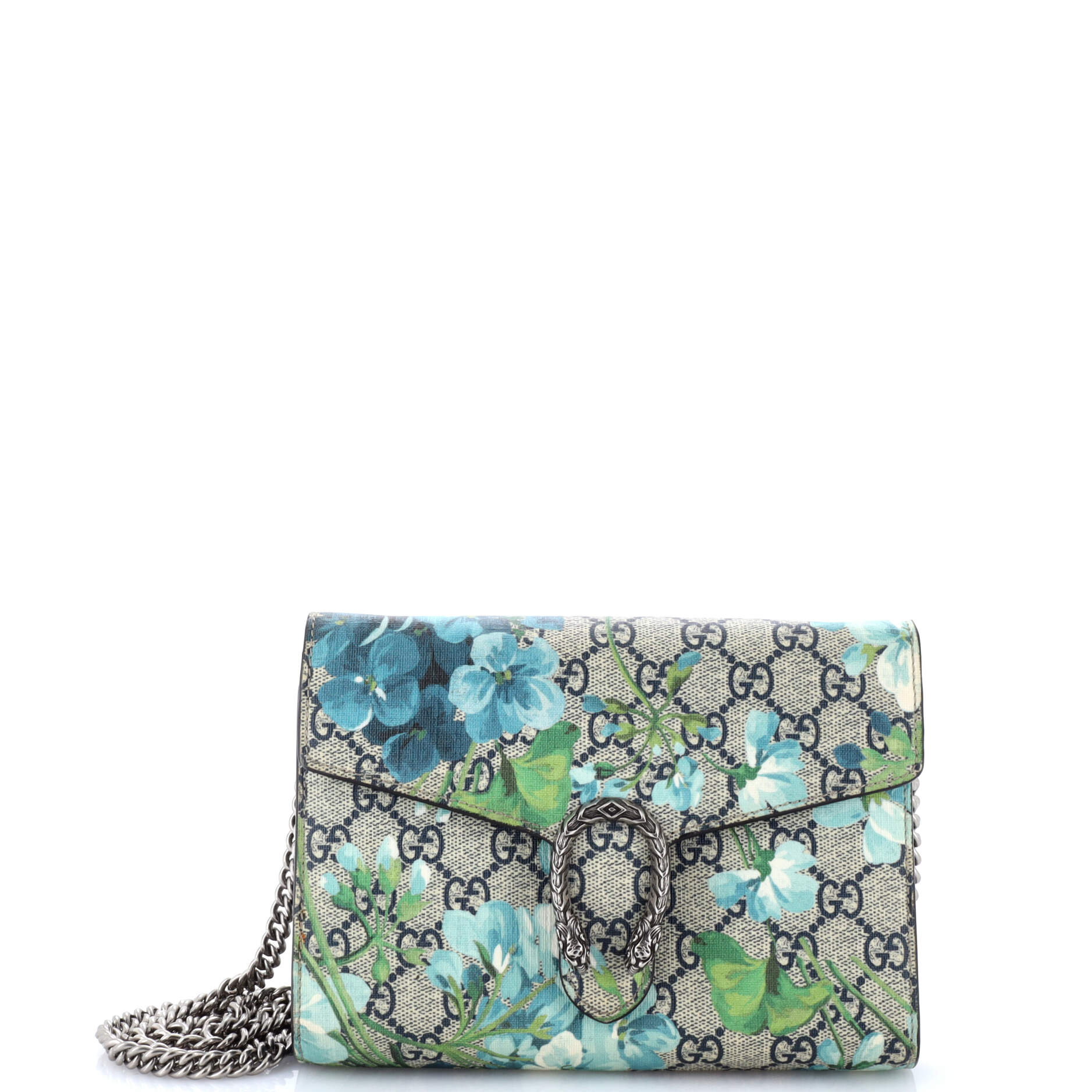 Dionysus Chain Wallet Blooms Print GG Coated Canvas Small