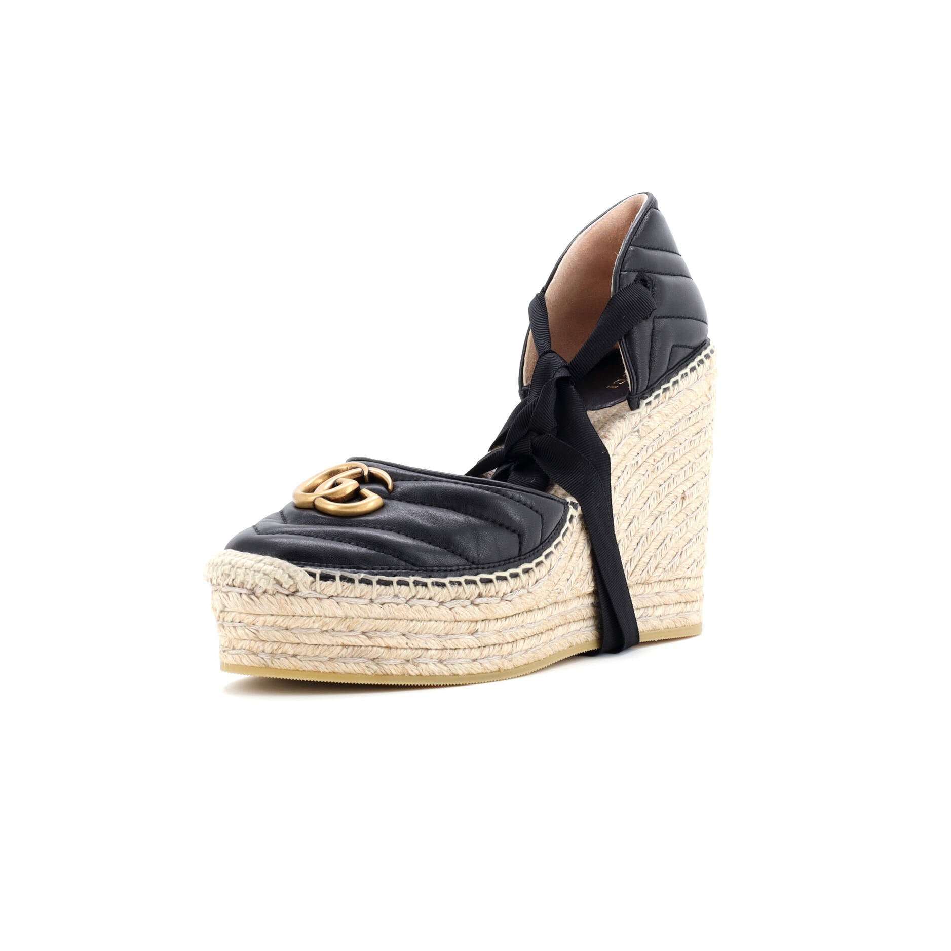 Women's GG Marmont Wedge Espadrilles Matelasse Leather