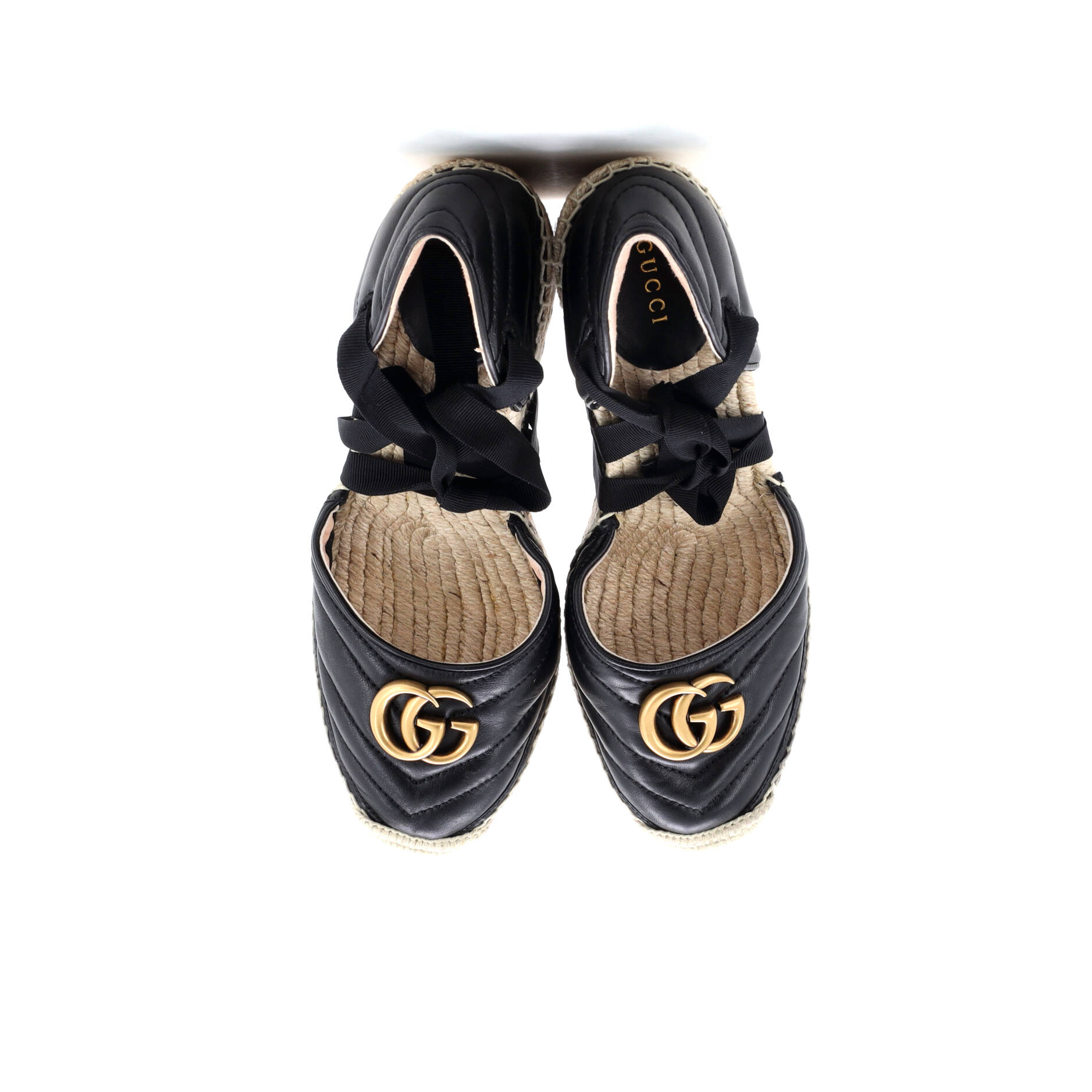Women's GG Marmont Wedge Espadrilles Matelasse Leather