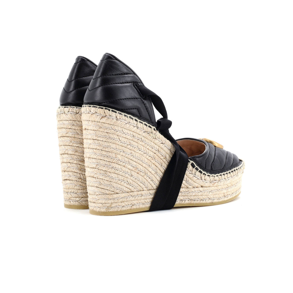 Women's GG Marmont Wedge Espadrilles Matelasse Leather
