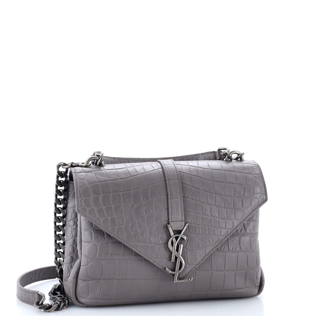 Classic Monogram College Bag Crocodile Embossed Leather Medium