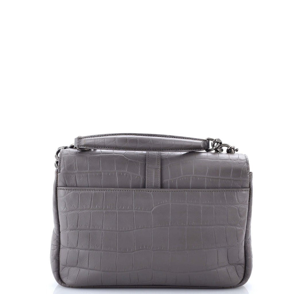 Classic Monogram College Bag Crocodile Embossed Leather Medium