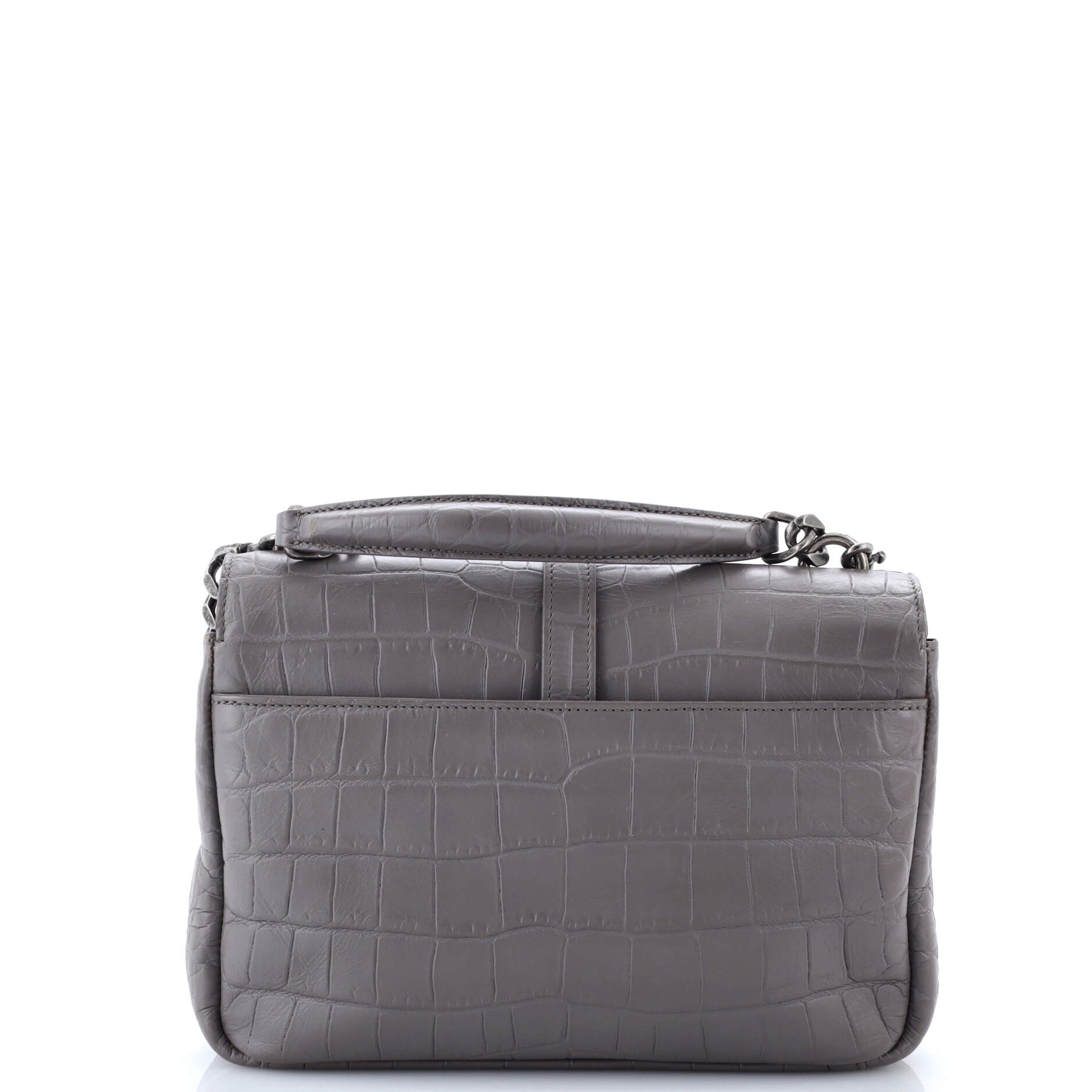 Classic Monogram College Bag Crocodile Embossed Leather Medium