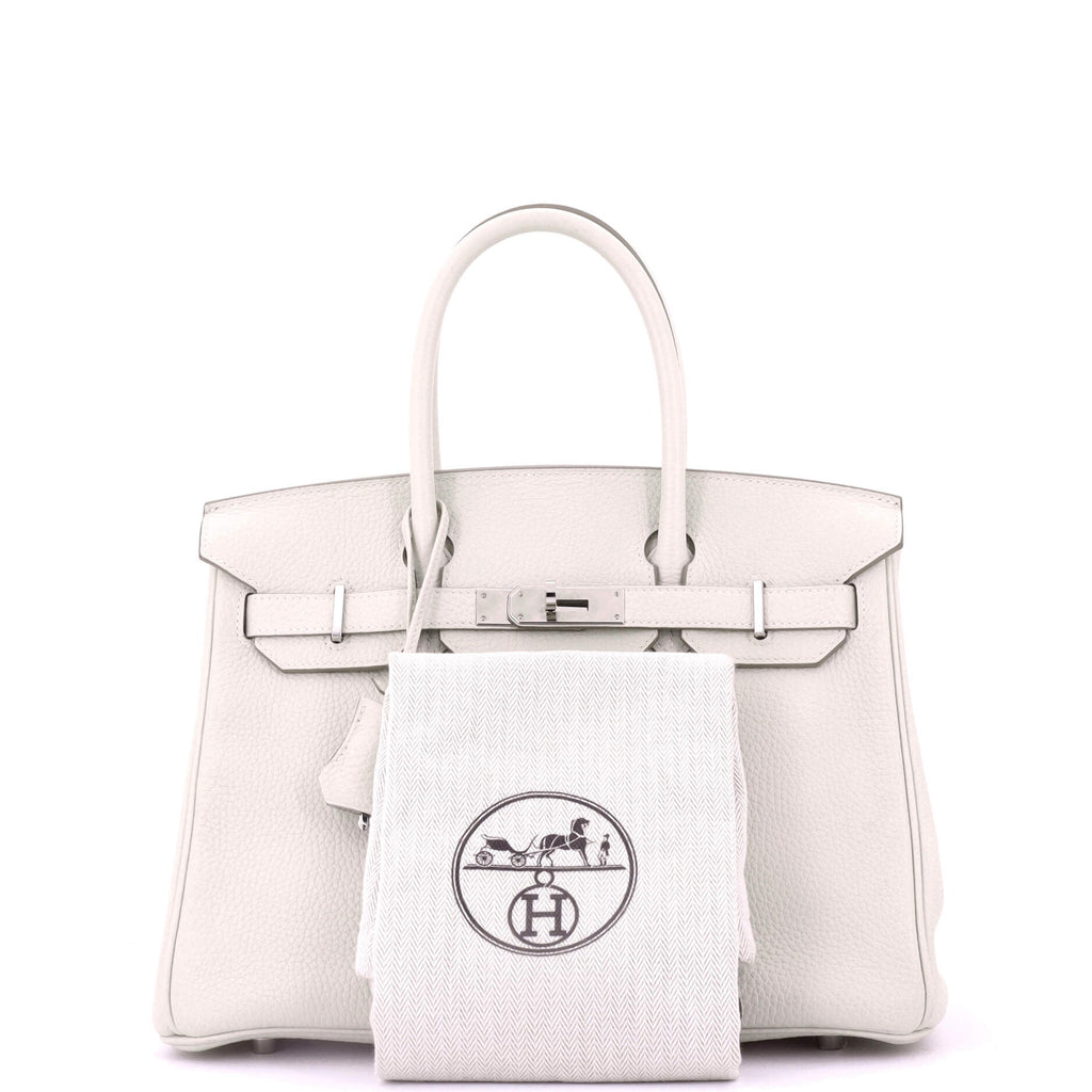 Birkin Handbag Light Clemence with Palladium Hardware 30