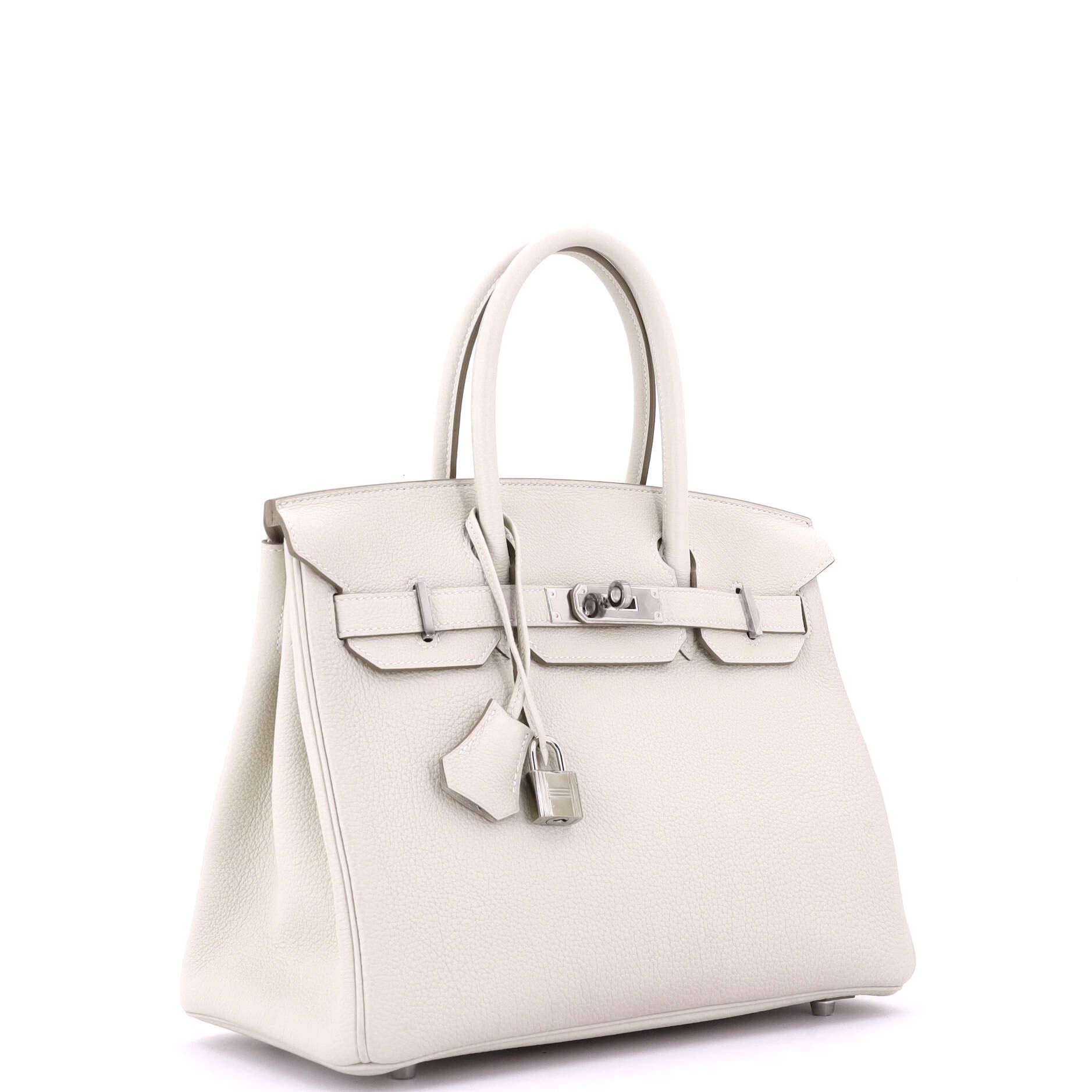 Birkin Handbag Light Clemence with Palladium Hardware 30