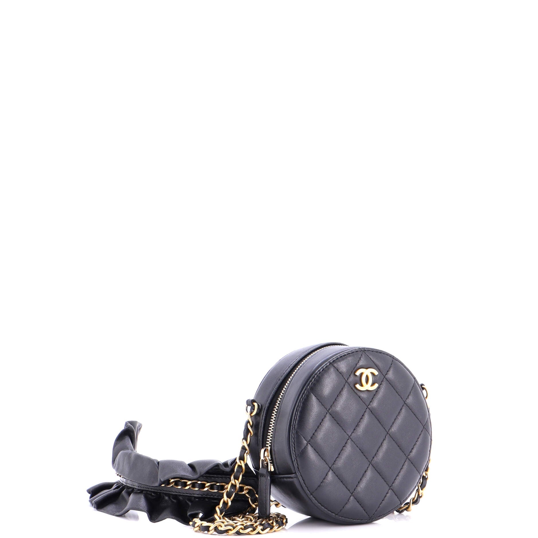 Romance Round Clutch with Chain Quilted Lambskin