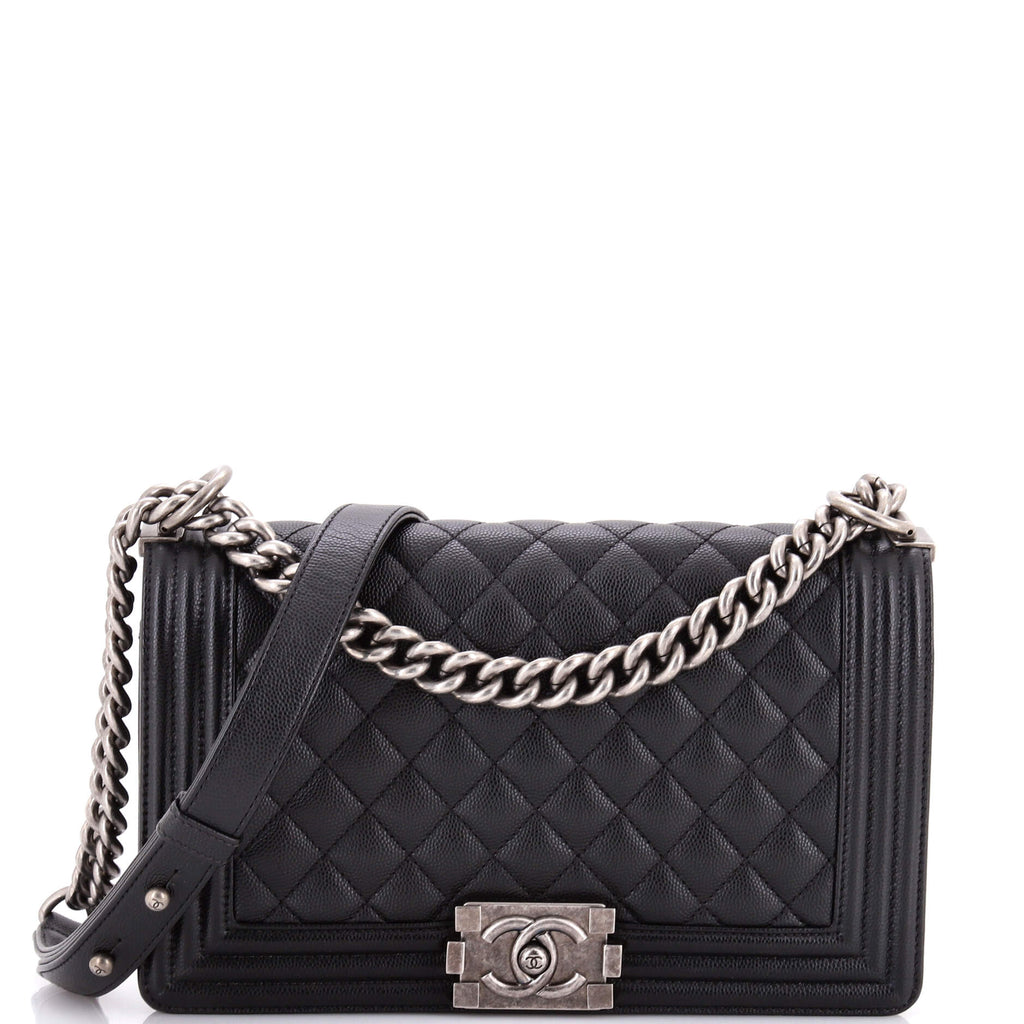 Boy Flap Bag Quilted Caviar Old Medium