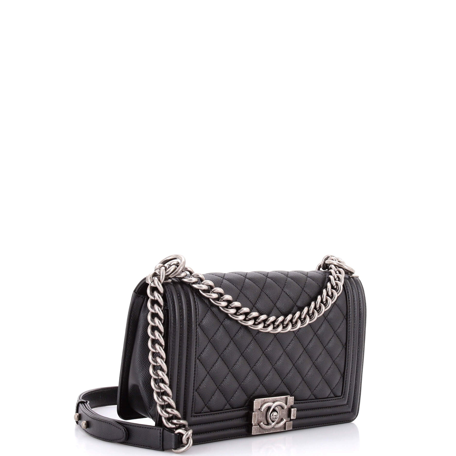 Boy Flap Bag Quilted Caviar Old Medium