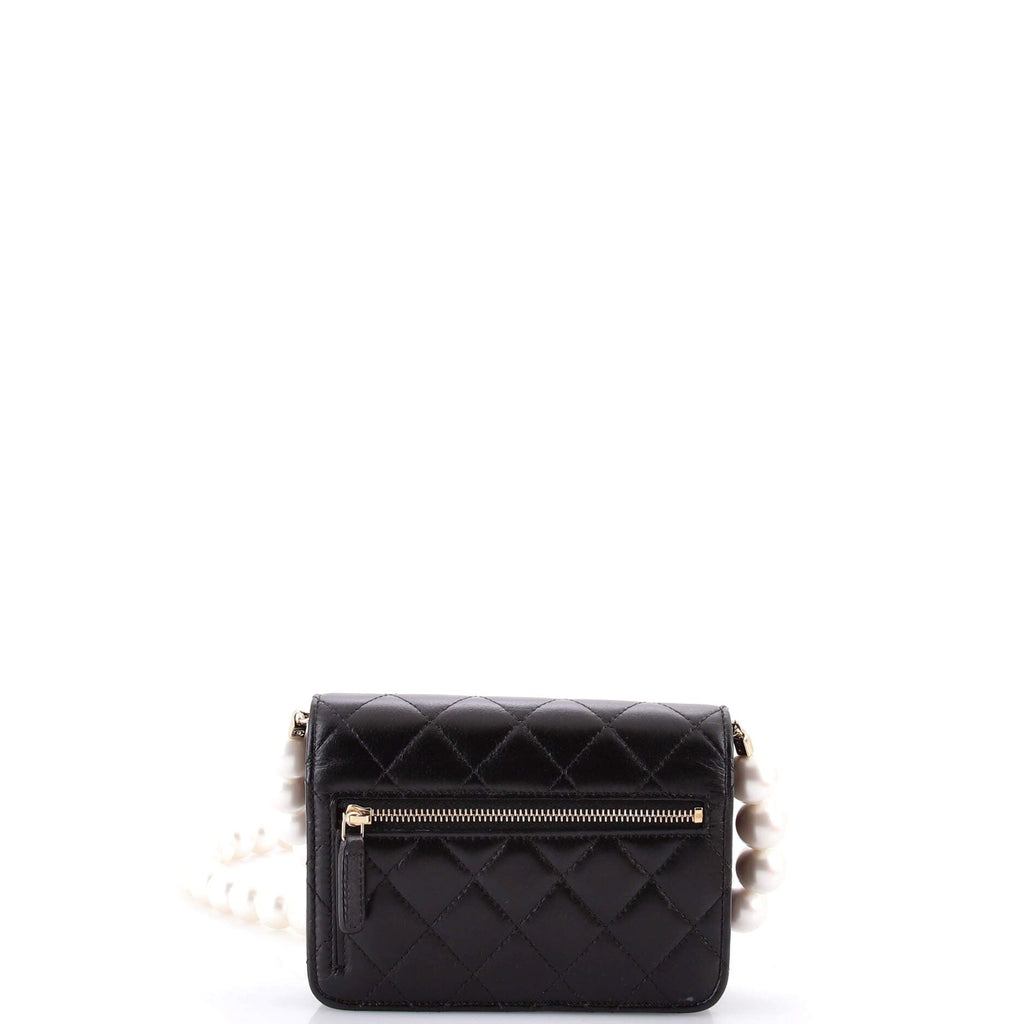 Pearl Strap CC Wallet on Chain Quilted Calfskin Mini