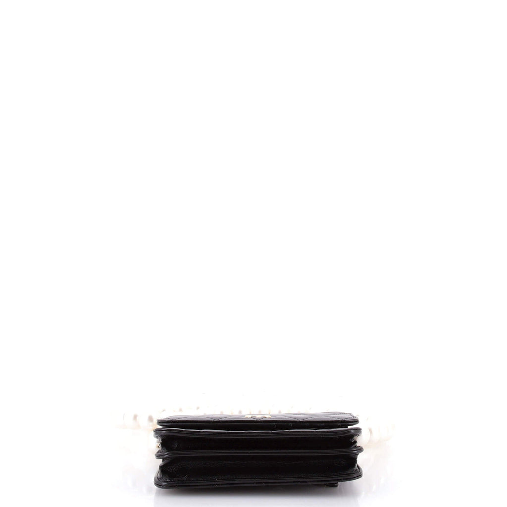 Pearl Strap CC Wallet on Chain Quilted Calfskin Mini