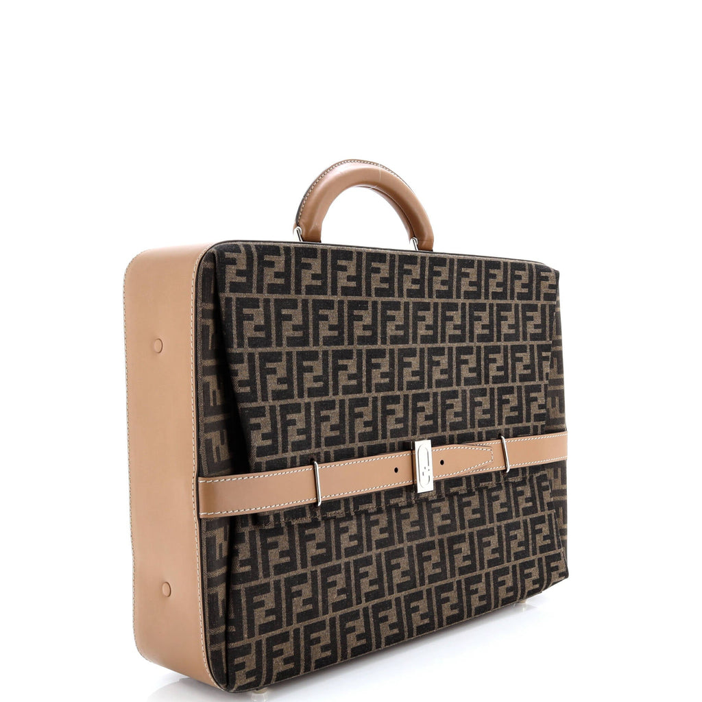 FF Belted Top Handle Suitcase Zucca Canvas with Leather