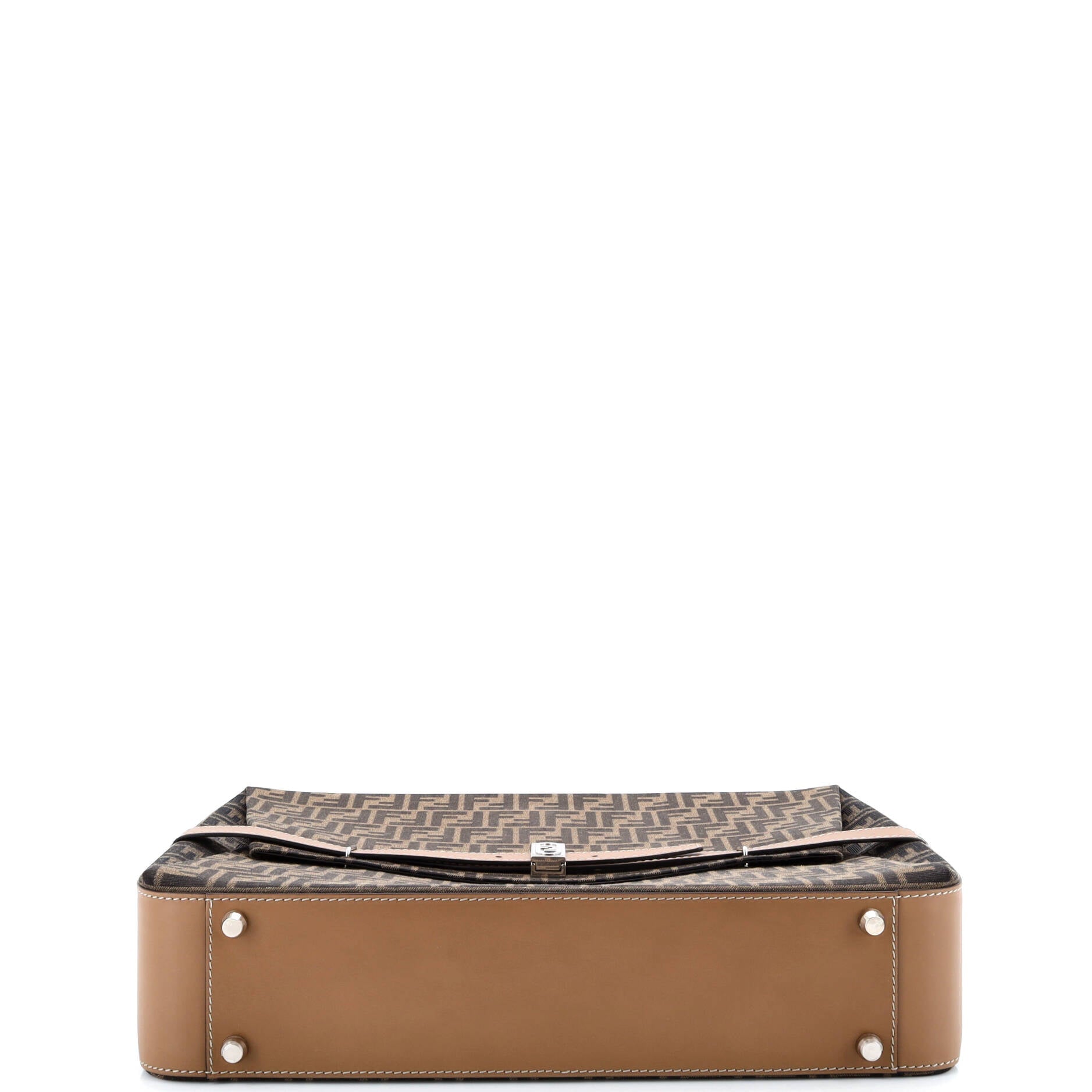 FF Belted Top Handle Suitcase Zucca Canvas with Leather