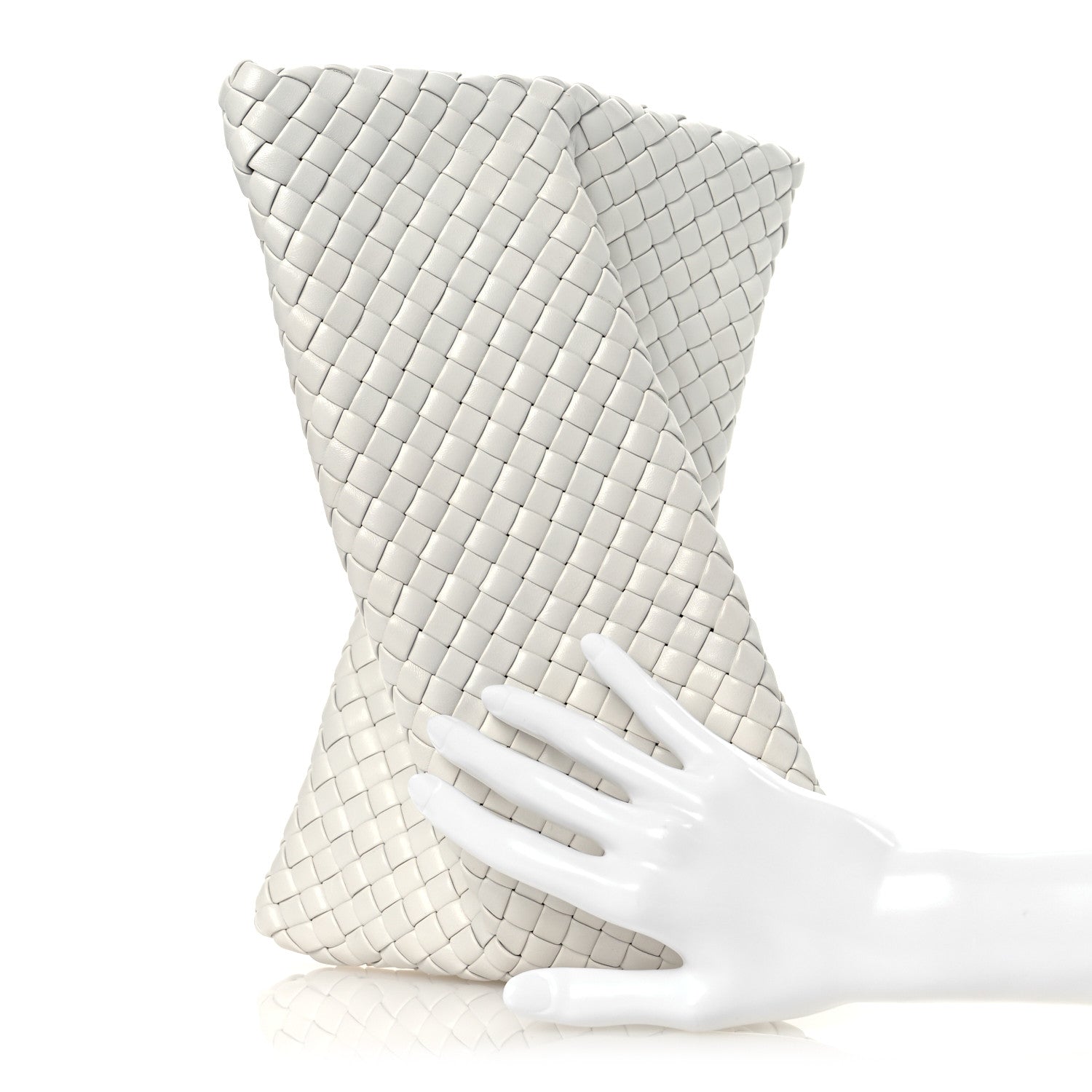 Nappa Intrecciato Crisscross Clutch Chalk