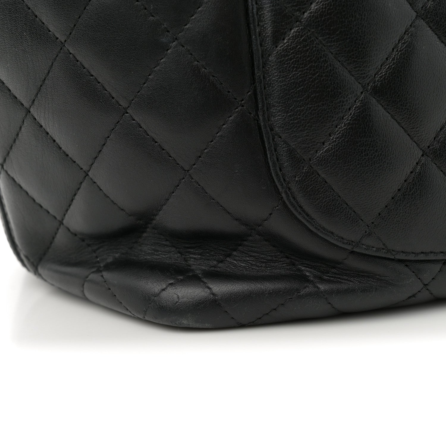 Calfskin Quilted Large Cambon Tote Black White