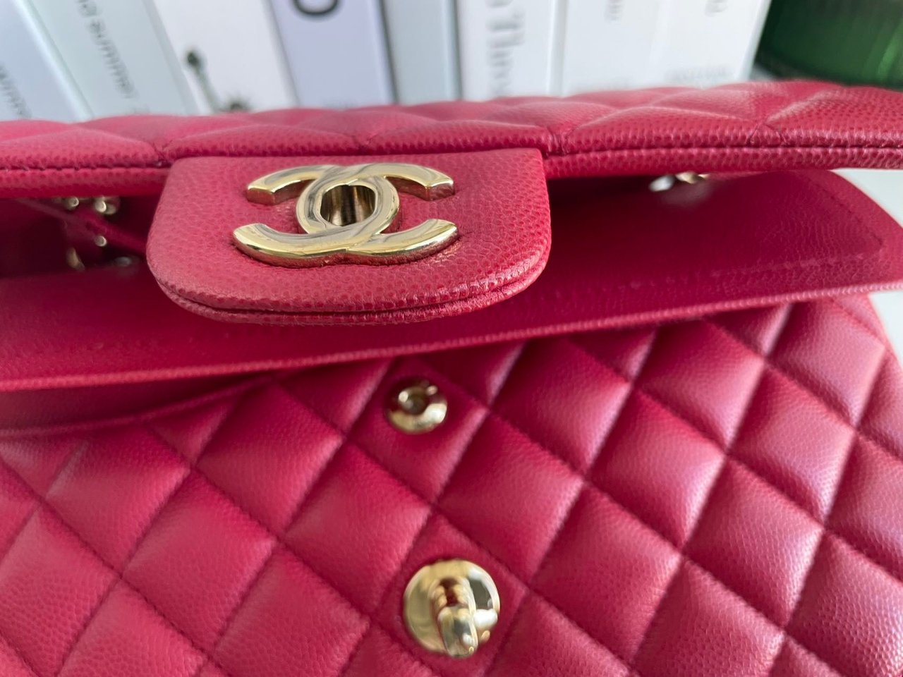 Chanel Red Timeless Flap Bag Caviar Leather Small Size