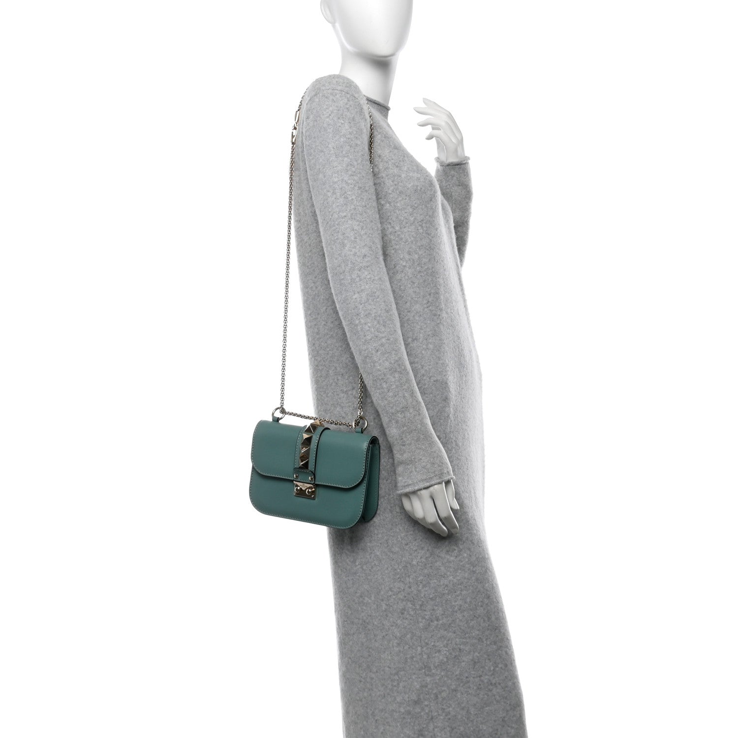 Vitello Small Glam Lock Rockstud Flap Colibri