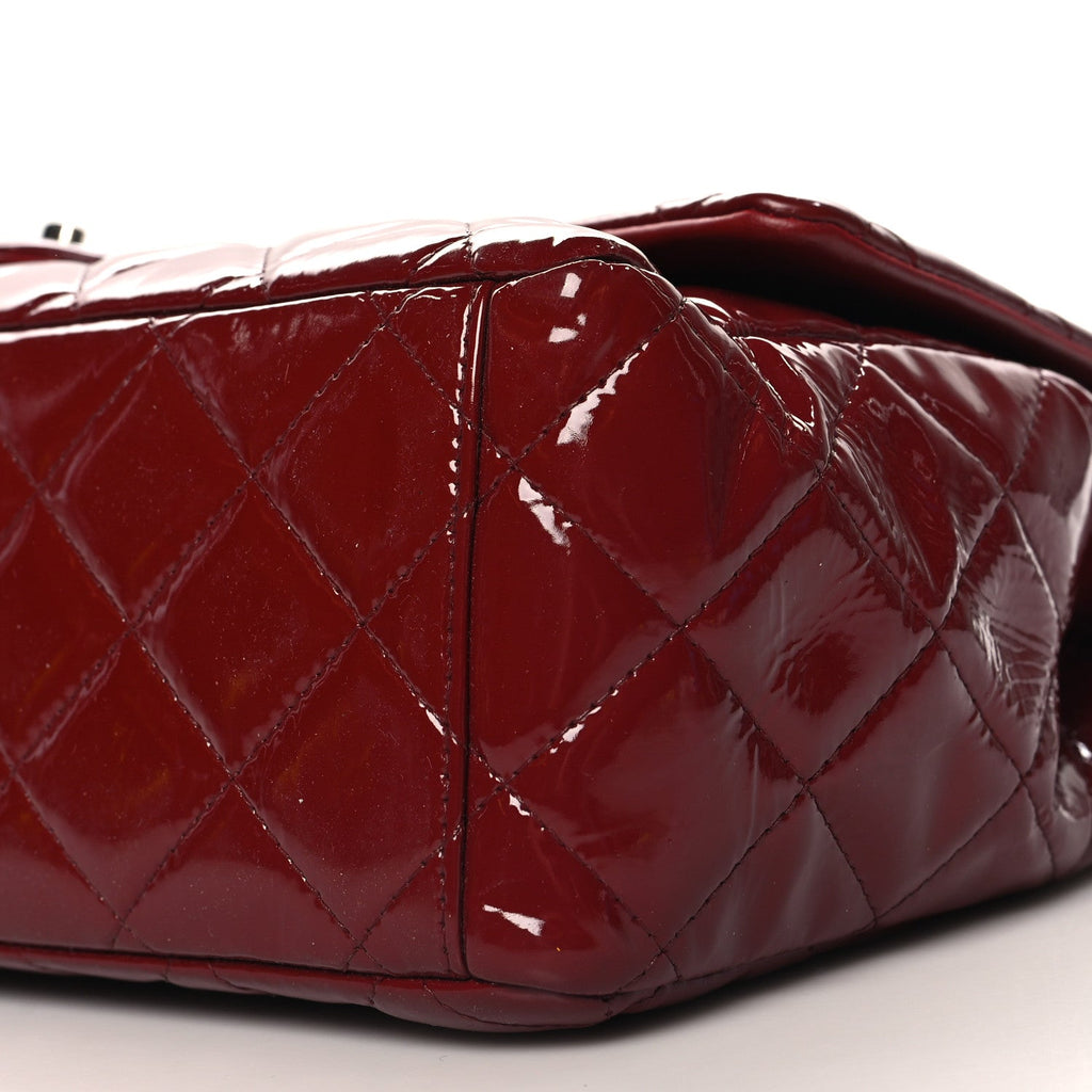 Patent Quilted Maxi Double Flap Dark Red