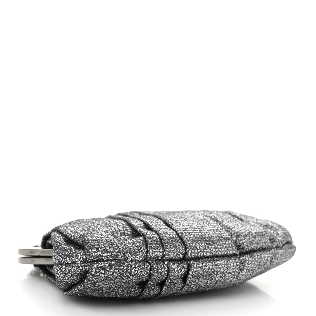 Glitter Fabric Crossbody Clutch Silver