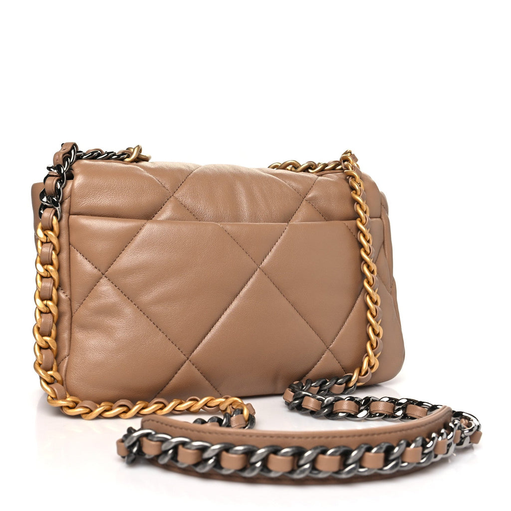 Lambskin Quilted Medium Chanel 19 Flap Brown