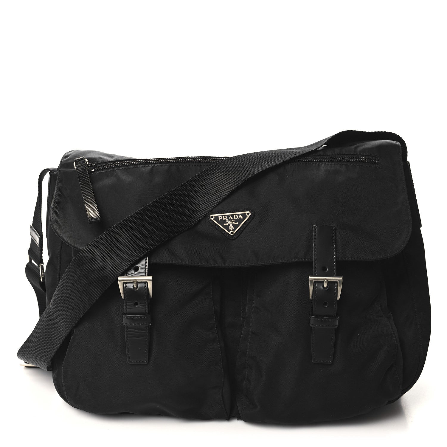 Tessuto Nylon Saffiano Vela Messenger Bag Black