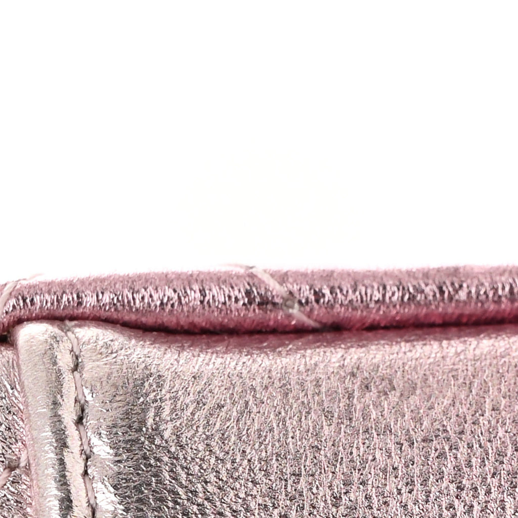 Gradient Metallic Lambskin Quilted Like A Wallet Clutch With Chain Gold Pink