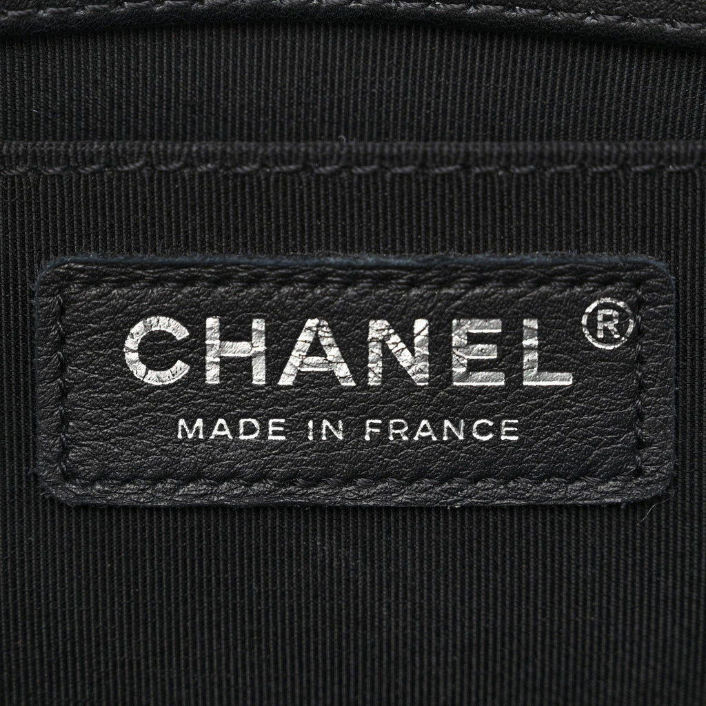 Wool Lambskin Embroidered Mosaic Medium Boy Flap Black