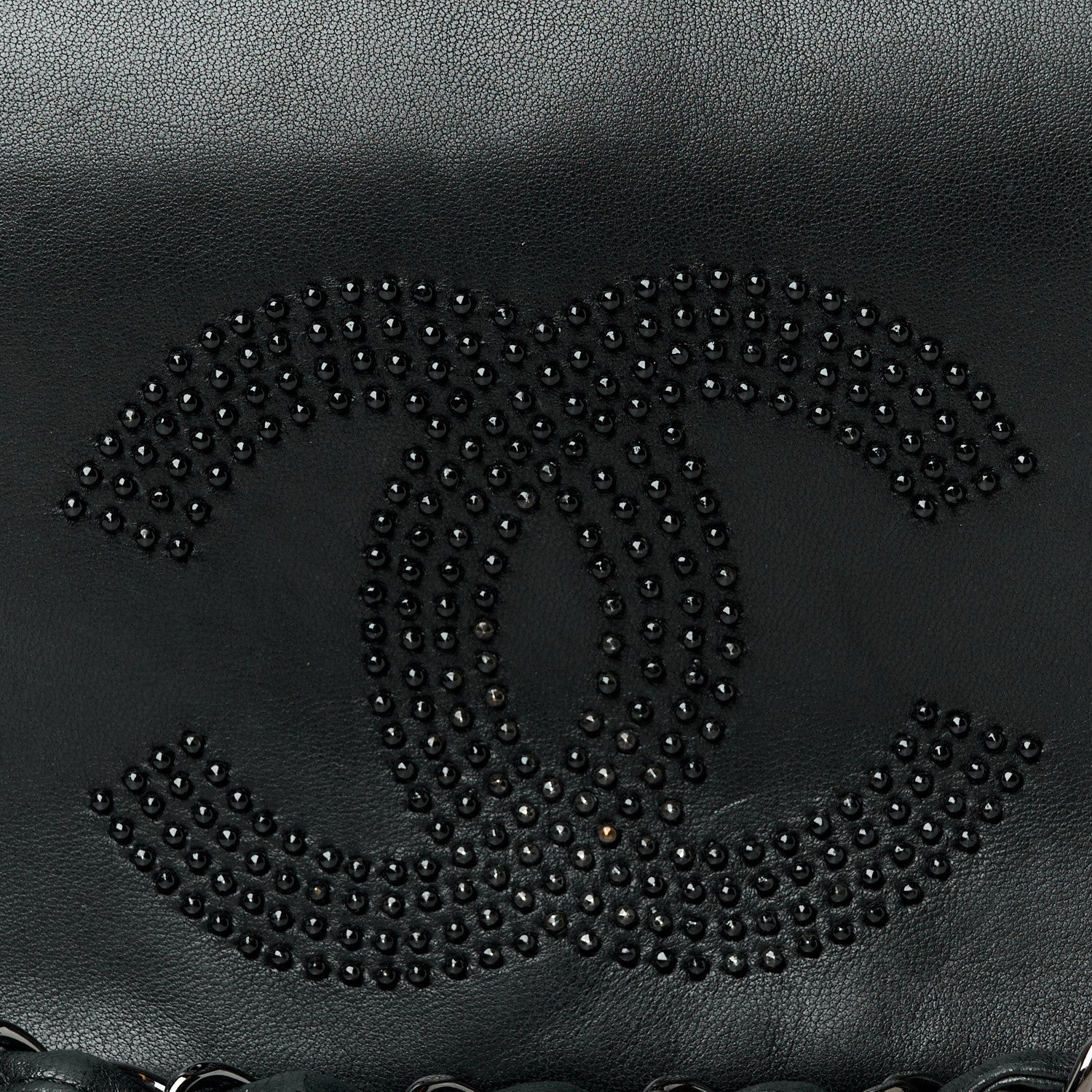 Lambskin Studded CC East West Flap Black