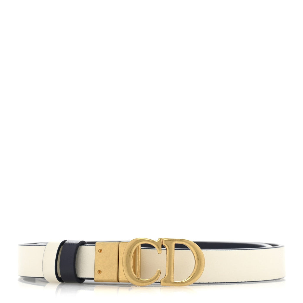 Calfskin Saddle Belt White Navy