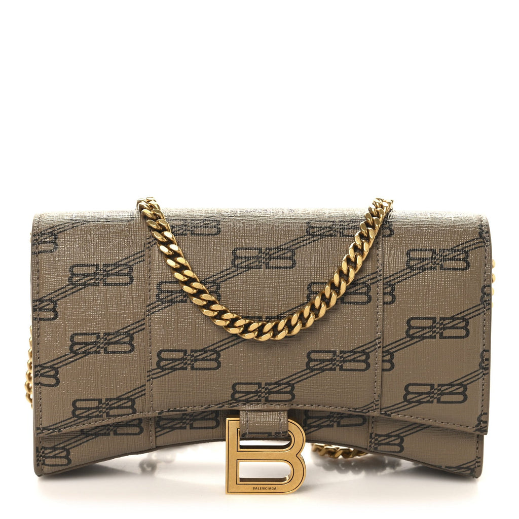 Coated Canvas BB Monogram Hourglass Chain Bag Beige Brown