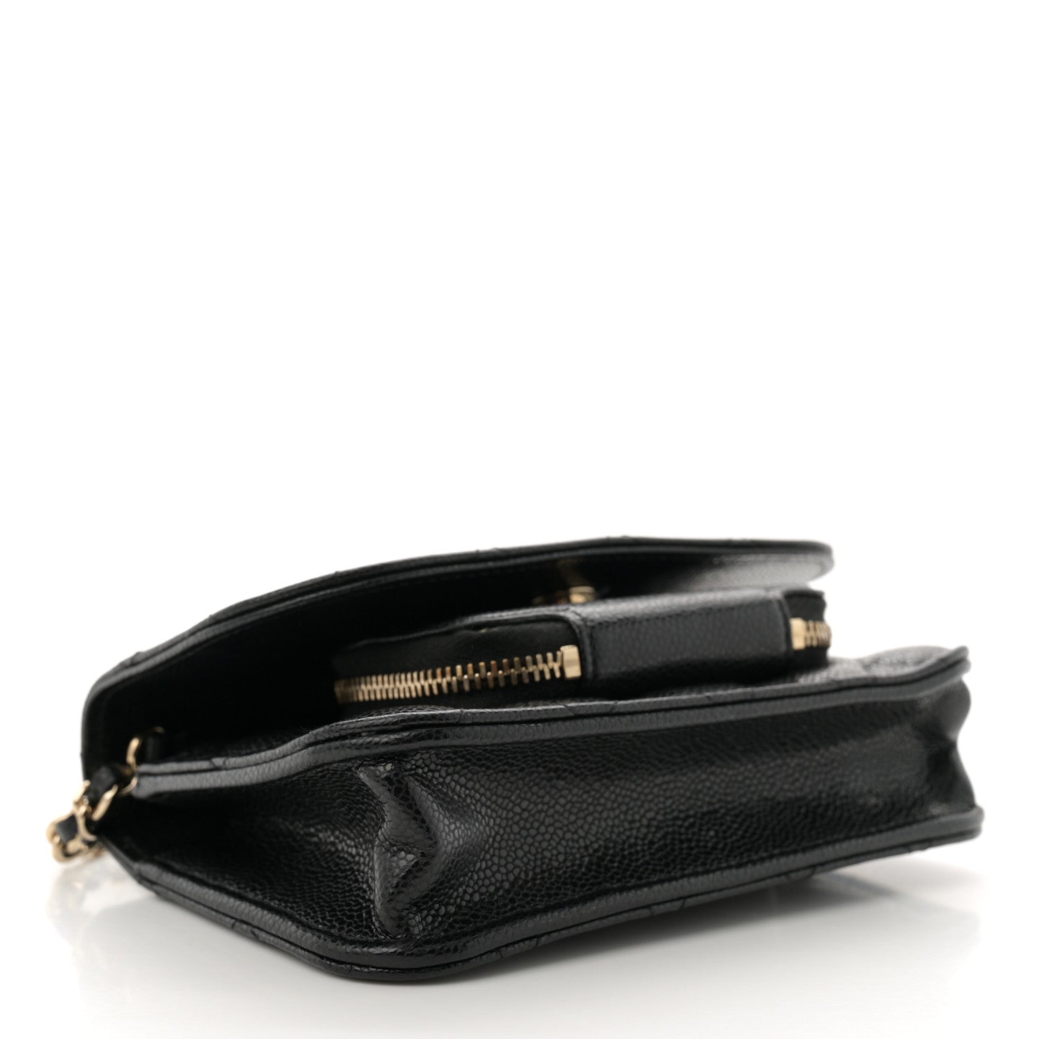 Caviar Quilted Business Affinity Clutch With Chain Black