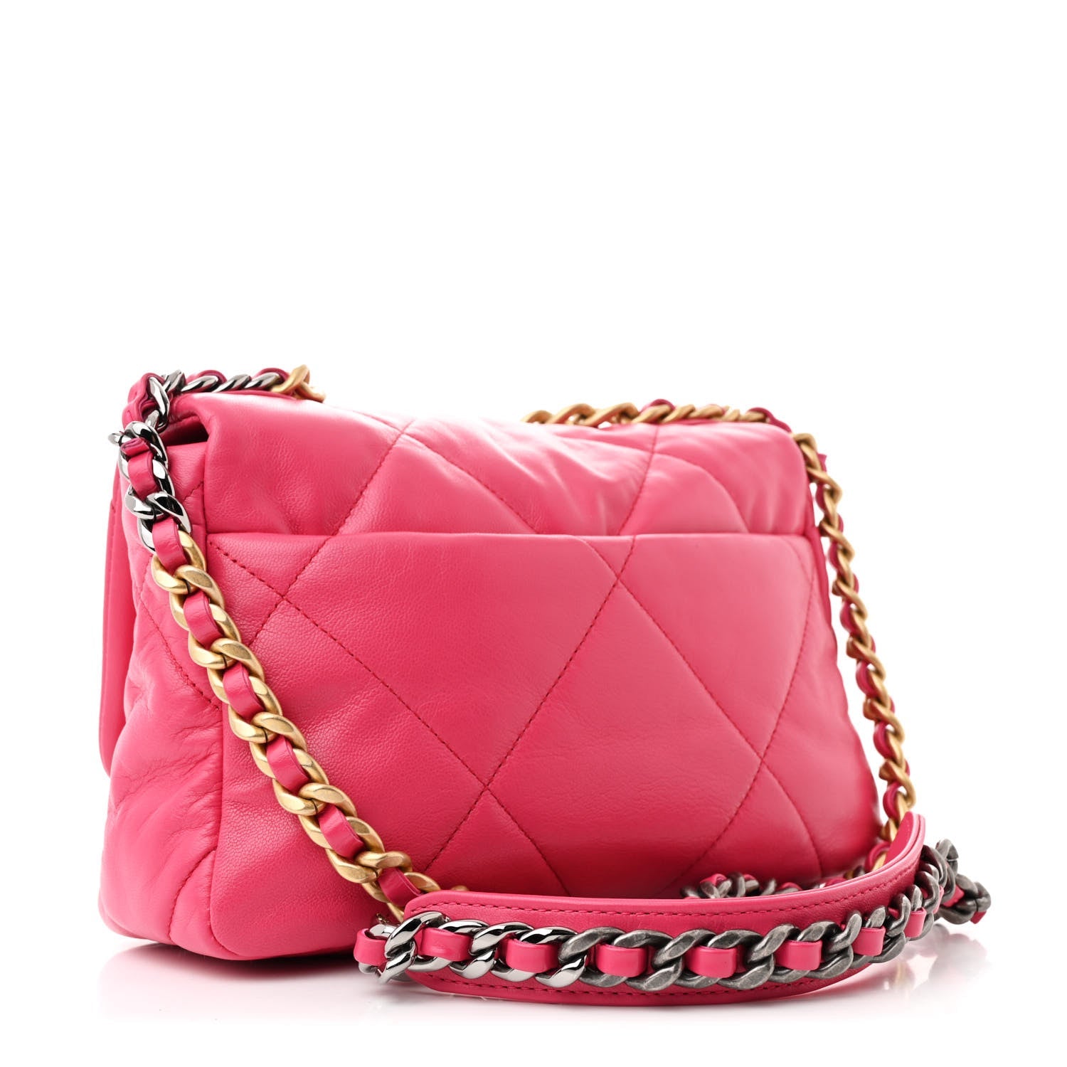 Goatskin Quilted Medium Chanel 19 Flap Dark Pink