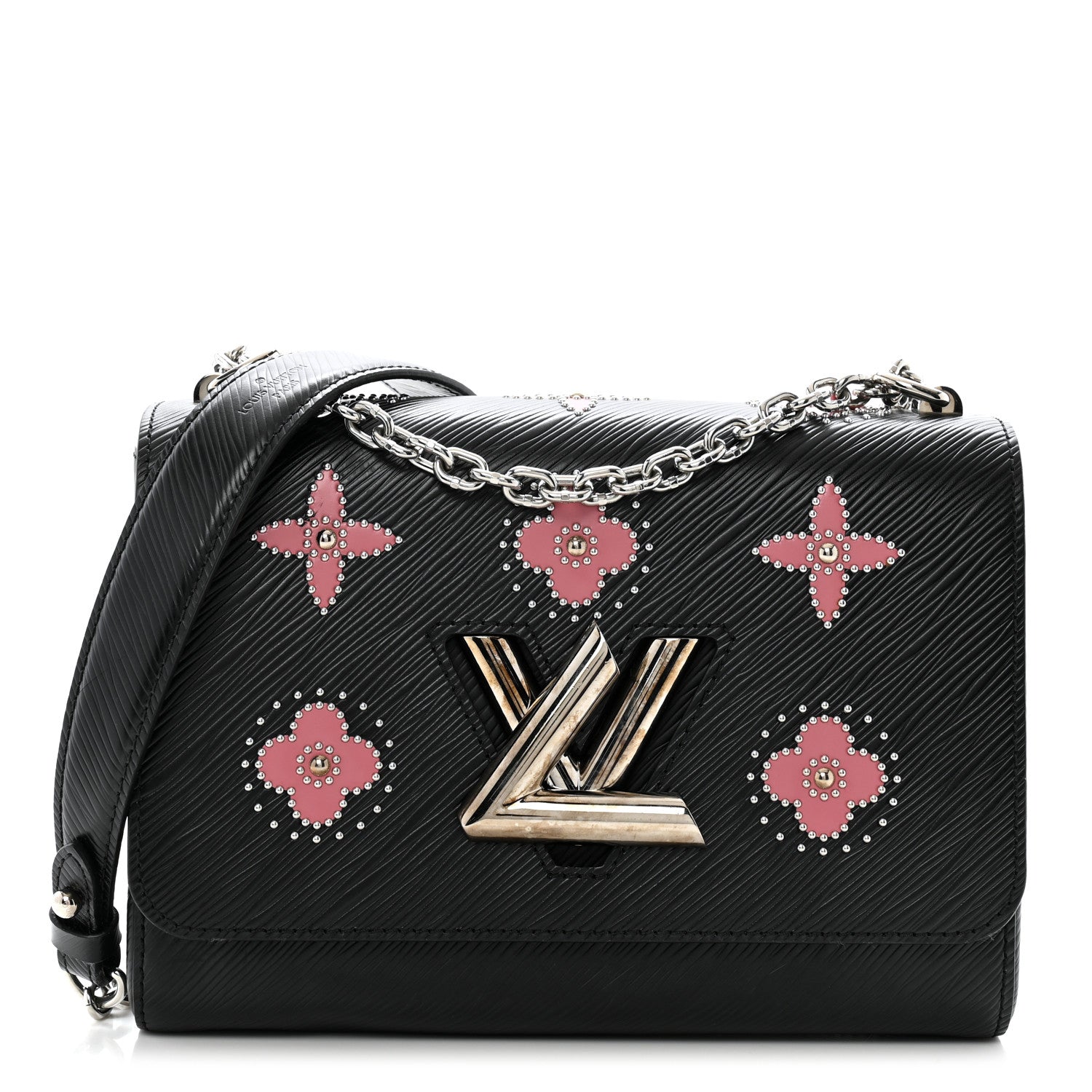 Epi Flowers Twist Shoulder Bag MM Black Bois de Rose