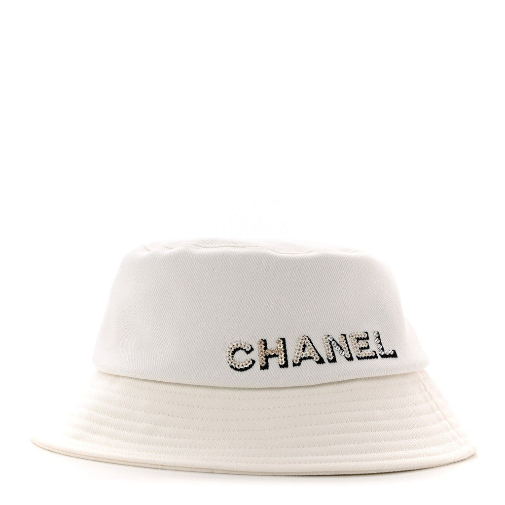 Fabric Logo Bucket Hat S White