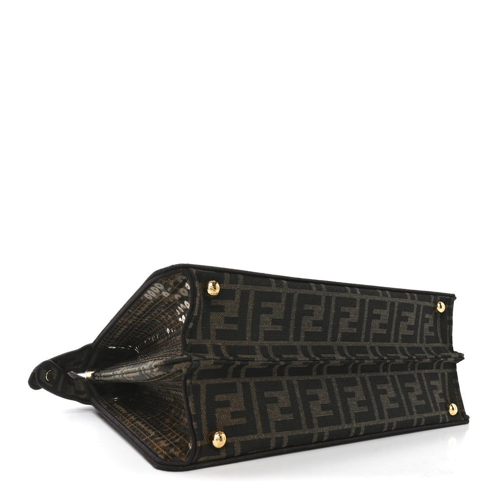 Fabric Jacquard Paillettes Vitello Seta FF 1974 Medium Peekaboo I SEE U Satchel Tobacco Moro