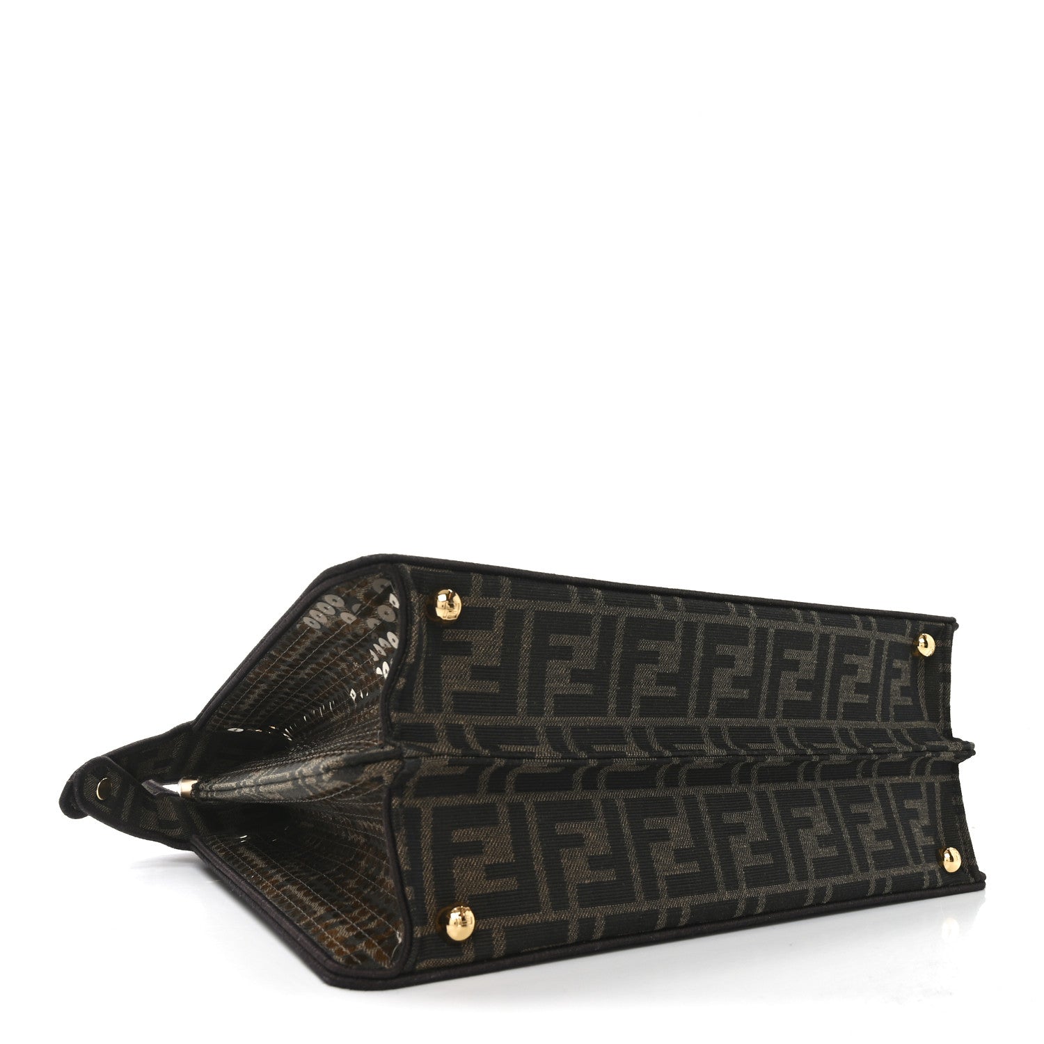 Fabric Jacquard Paillettes Vitello Seta FF 1974 Medium Peekaboo I SEE U Satchel Tobacco Moro