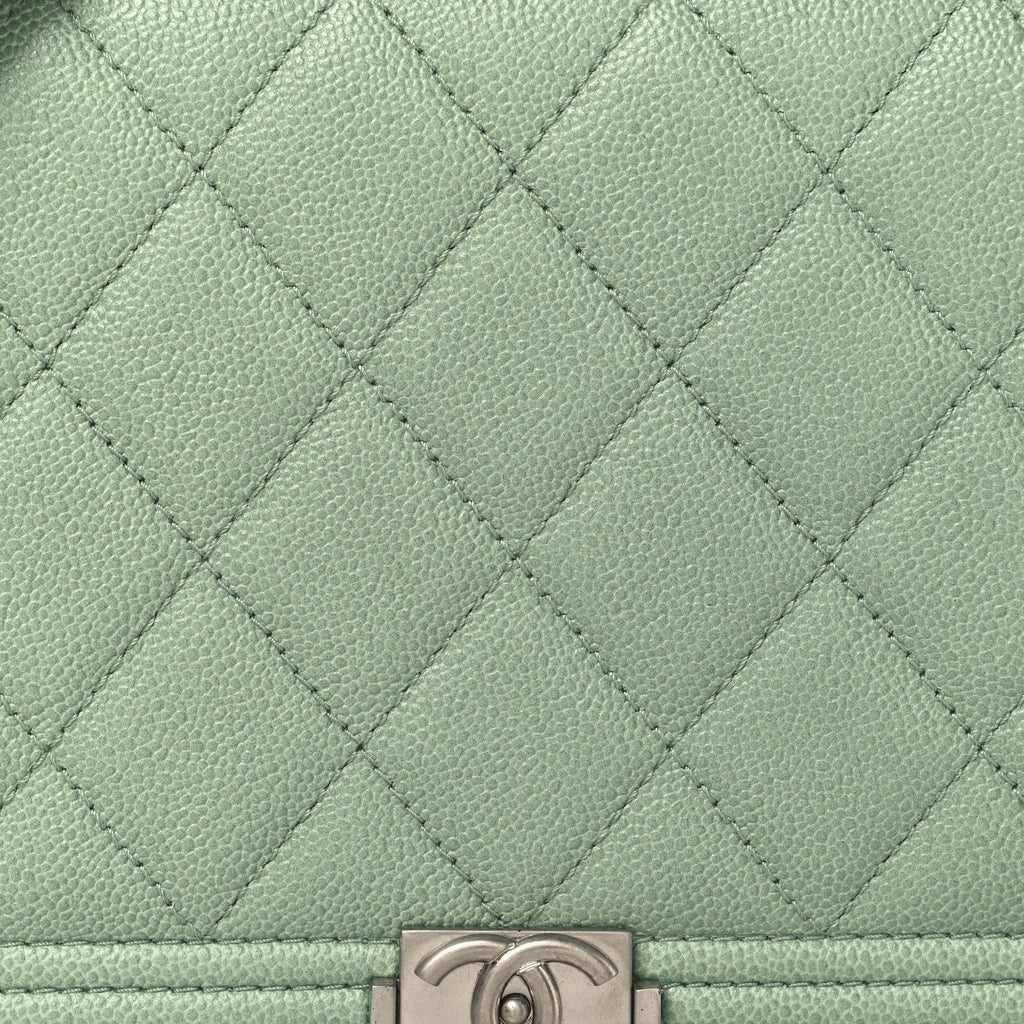 Caviar Quilted Boy Wallet On Chain WOC Light Green