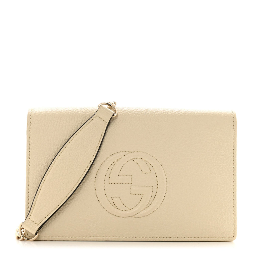 Pebbled Calfskin Soho Wallet on Chain Ivoire