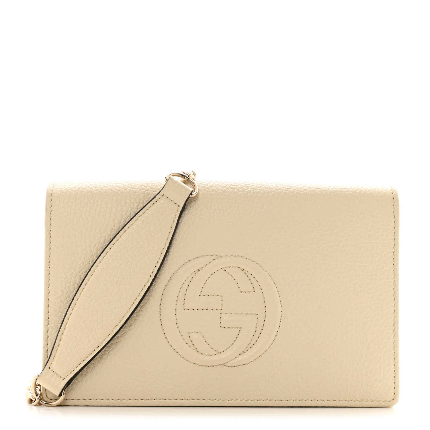 Pebbled Calfskin Soho Wallet on Chain Ivoire