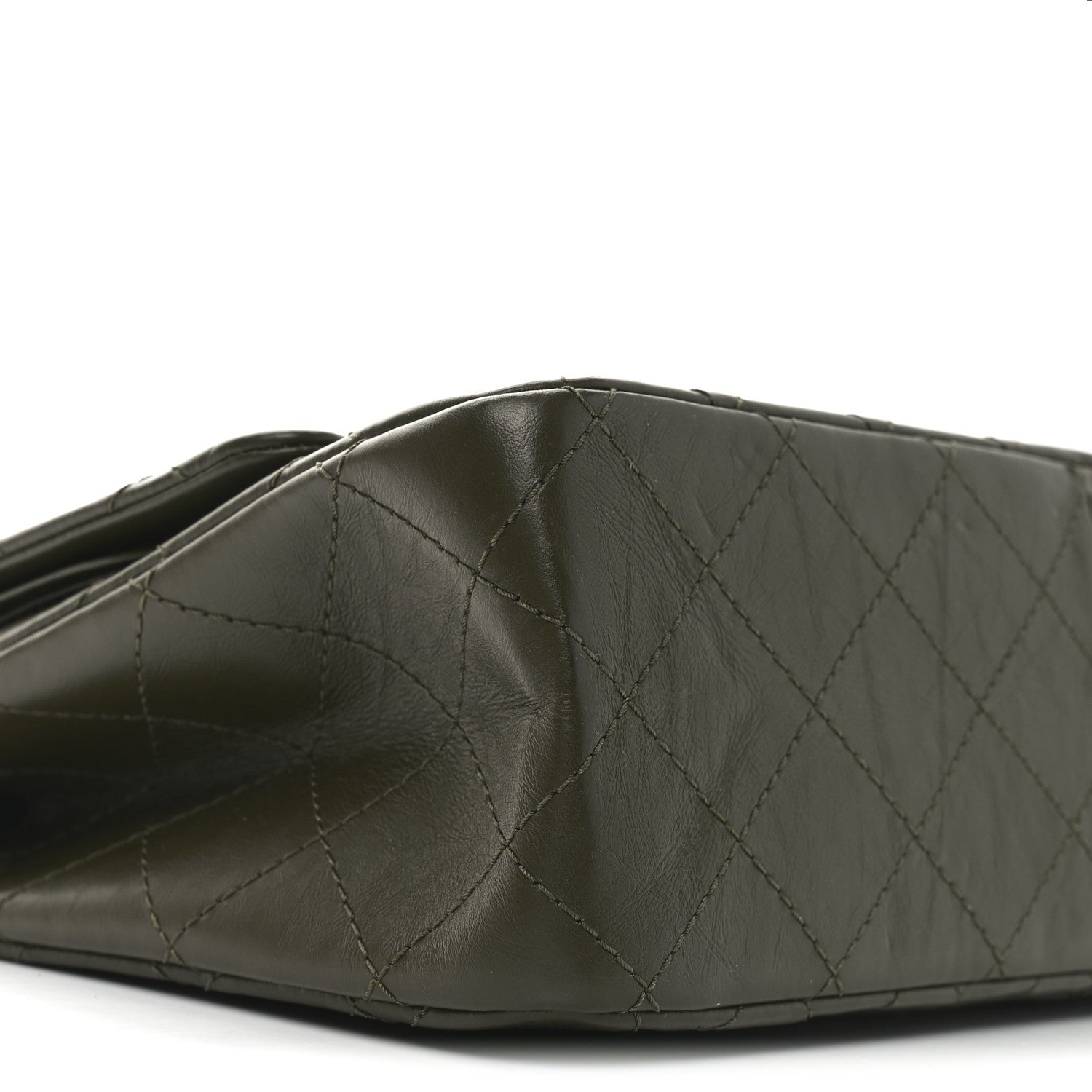 Aged Calfskin Quilted 2.55 Reissue 227 Flap Dark Green