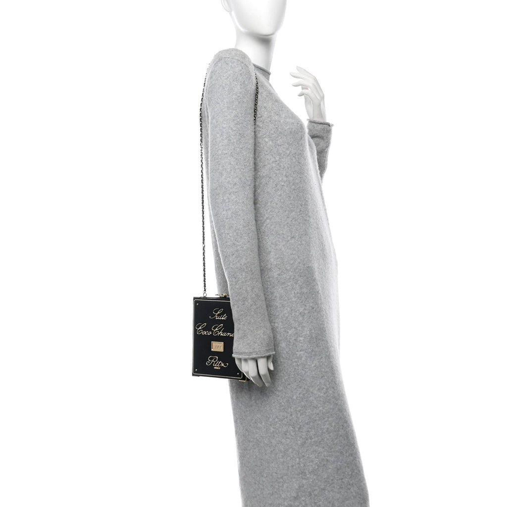Lambskin Room  Minaudiere Evening Bag Black Gold