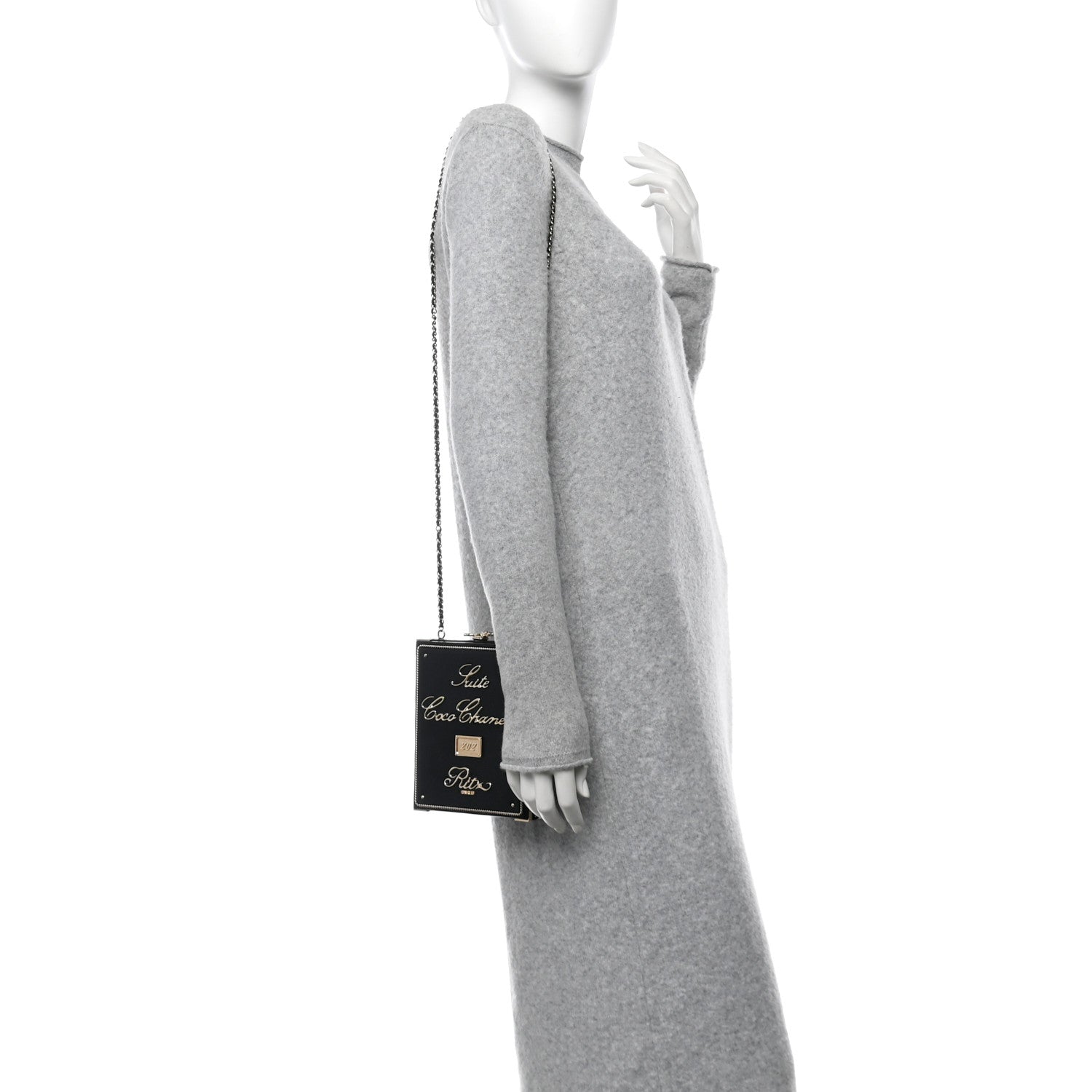 Lambskin Room  Minaudiere Evening Bag Black Gold