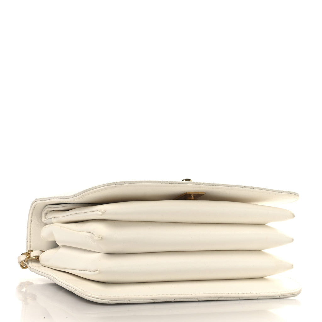Caviar Quilted Mini Top Handle Flap White