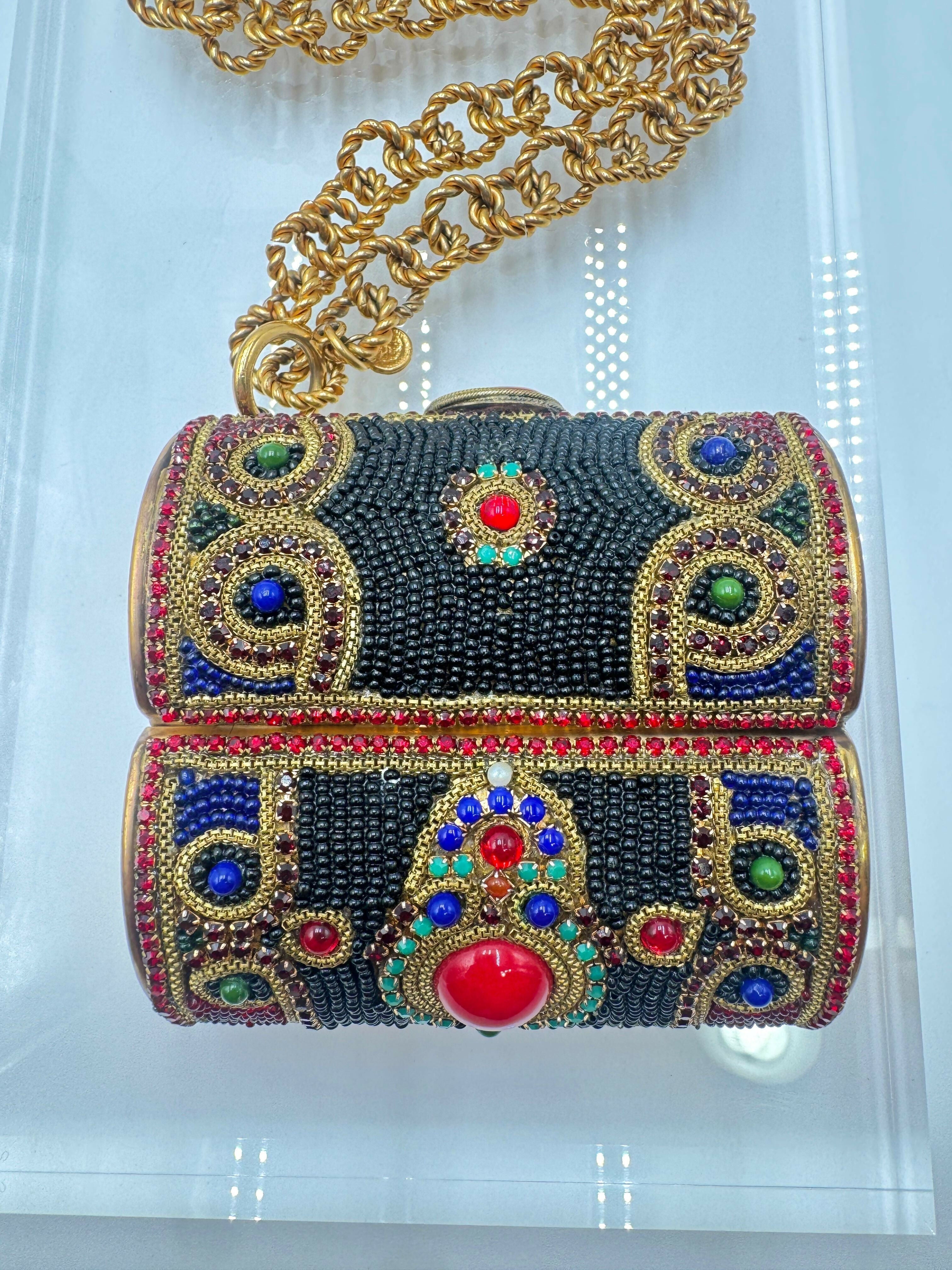 Chanel Vintage 1981 Jewelled Metal Clutch