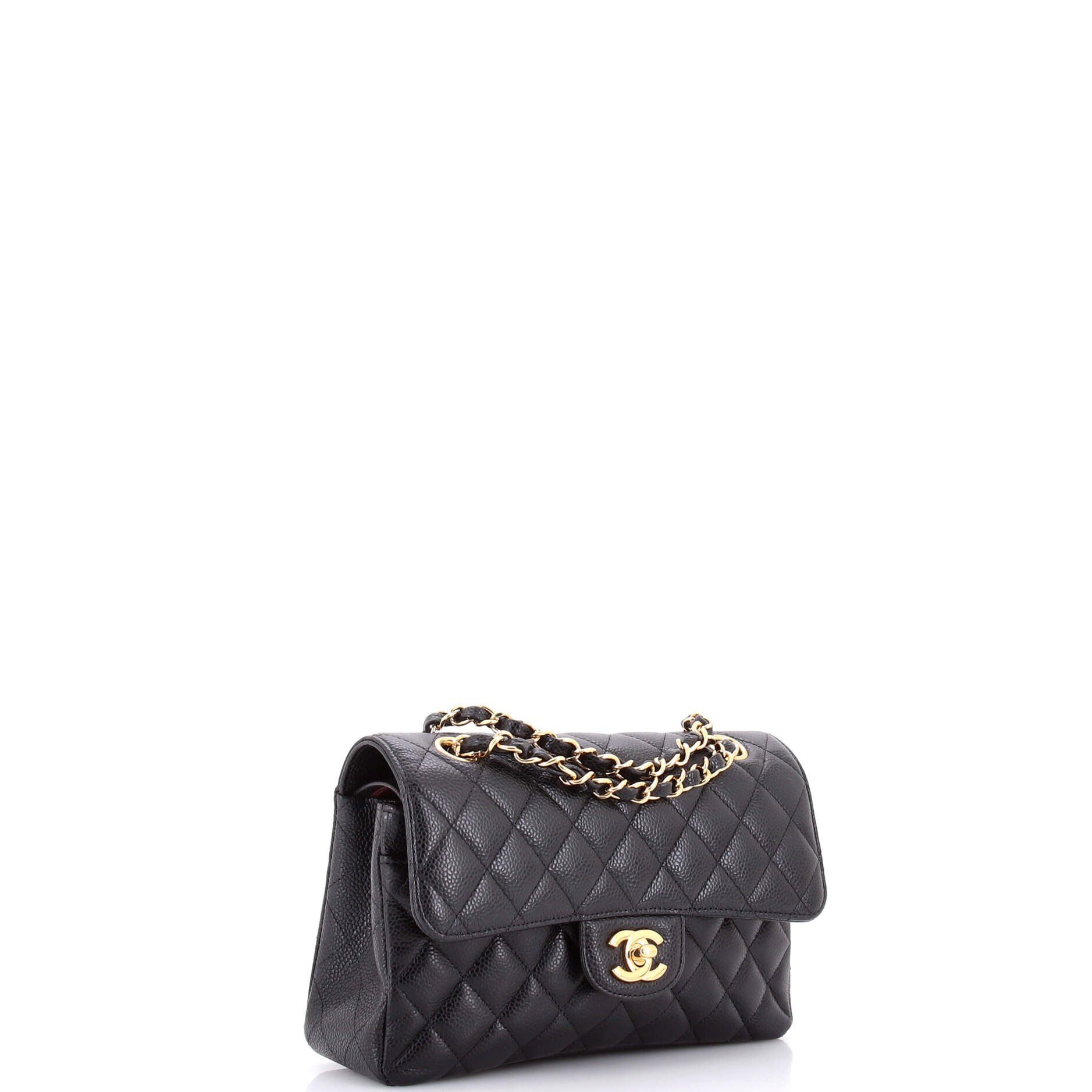 Classic Double Flap Bag Quilted Caviar Small