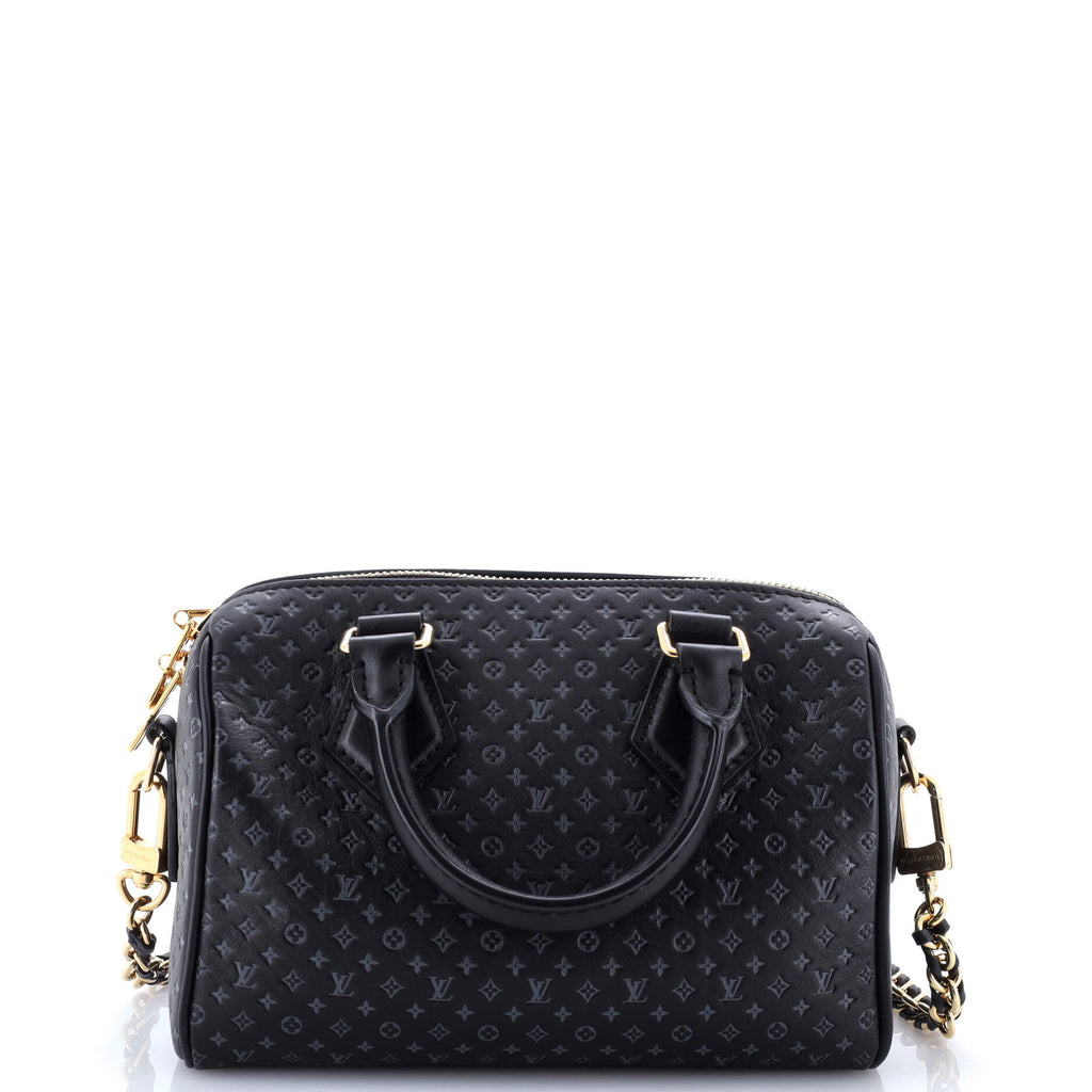 Speedy Bandouliere Bag Nanogram Embossed Leather 20