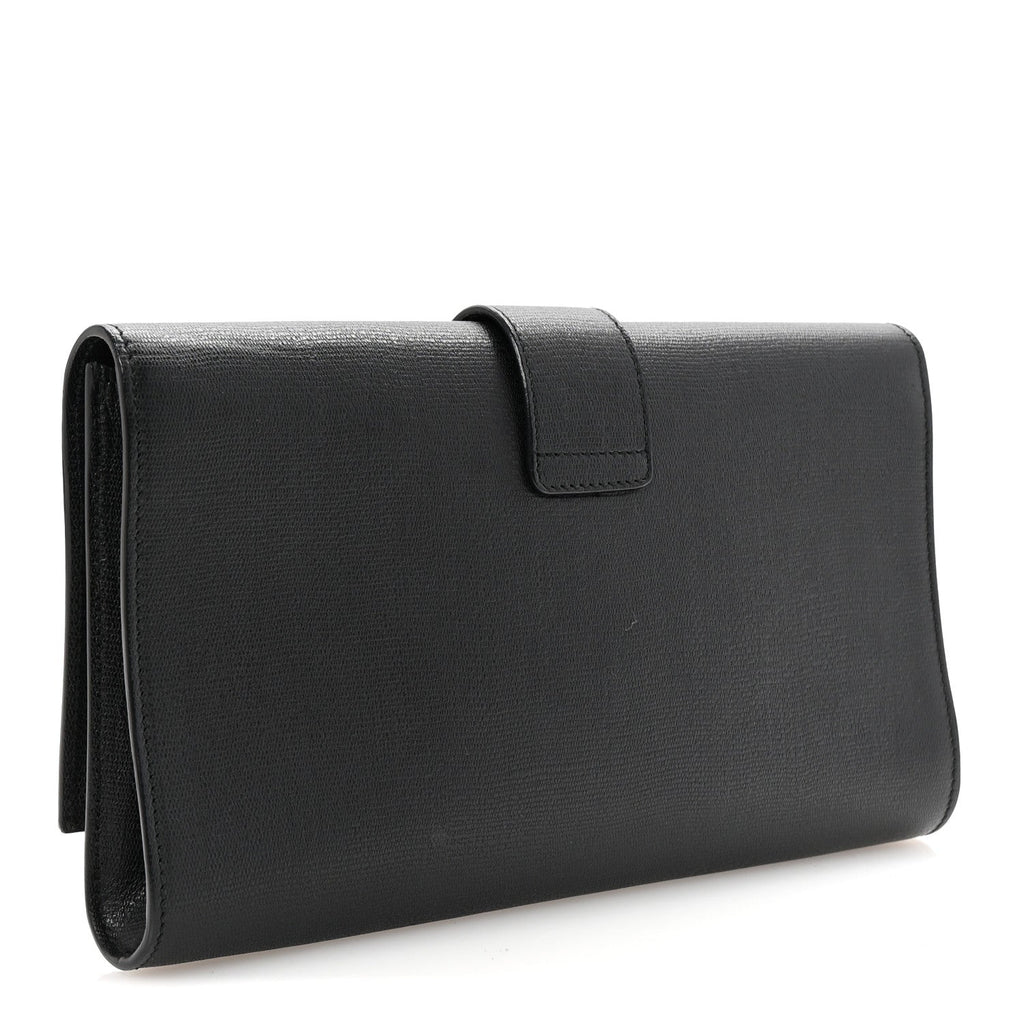 Textured Calfskin Classic Y Ligne Clutch Black