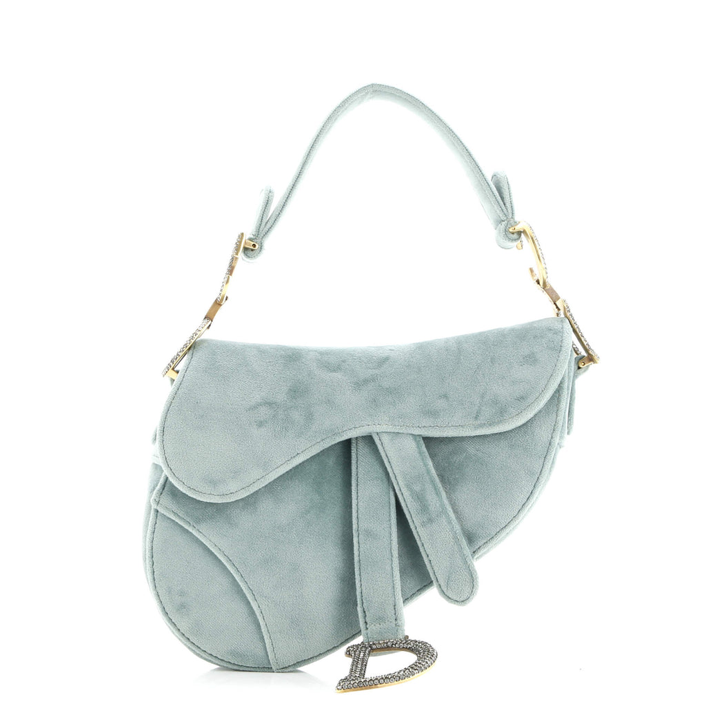 Saddle Handbag Velvet with Crystals Mini