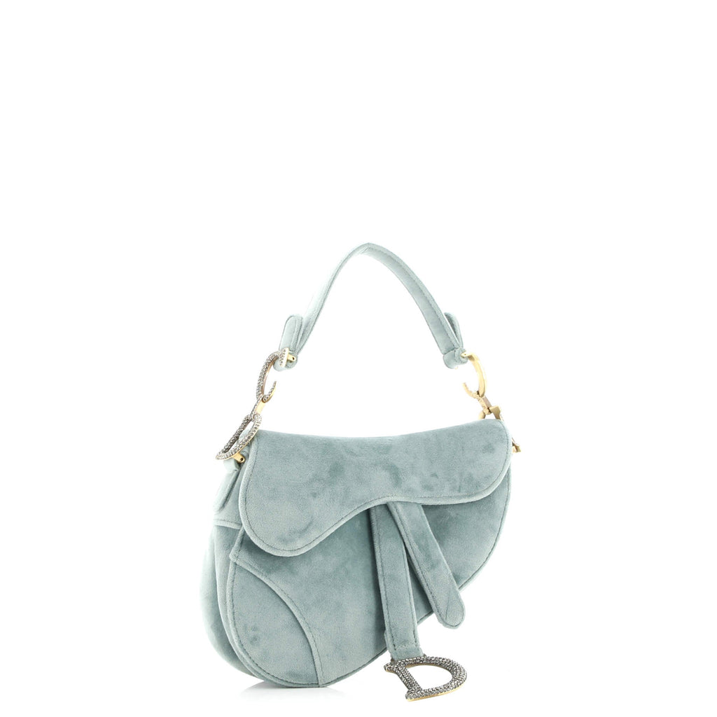 Saddle Handbag Velvet with Crystals Mini