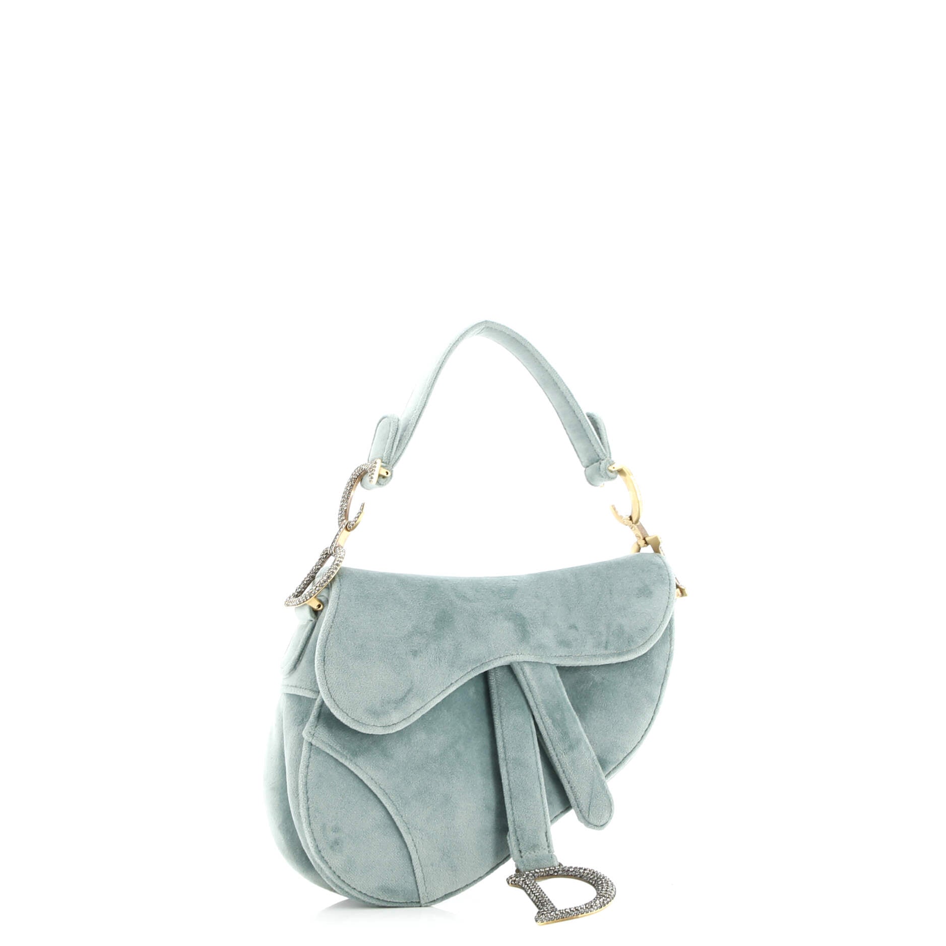 Saddle Handbag Velvet with Crystals Mini